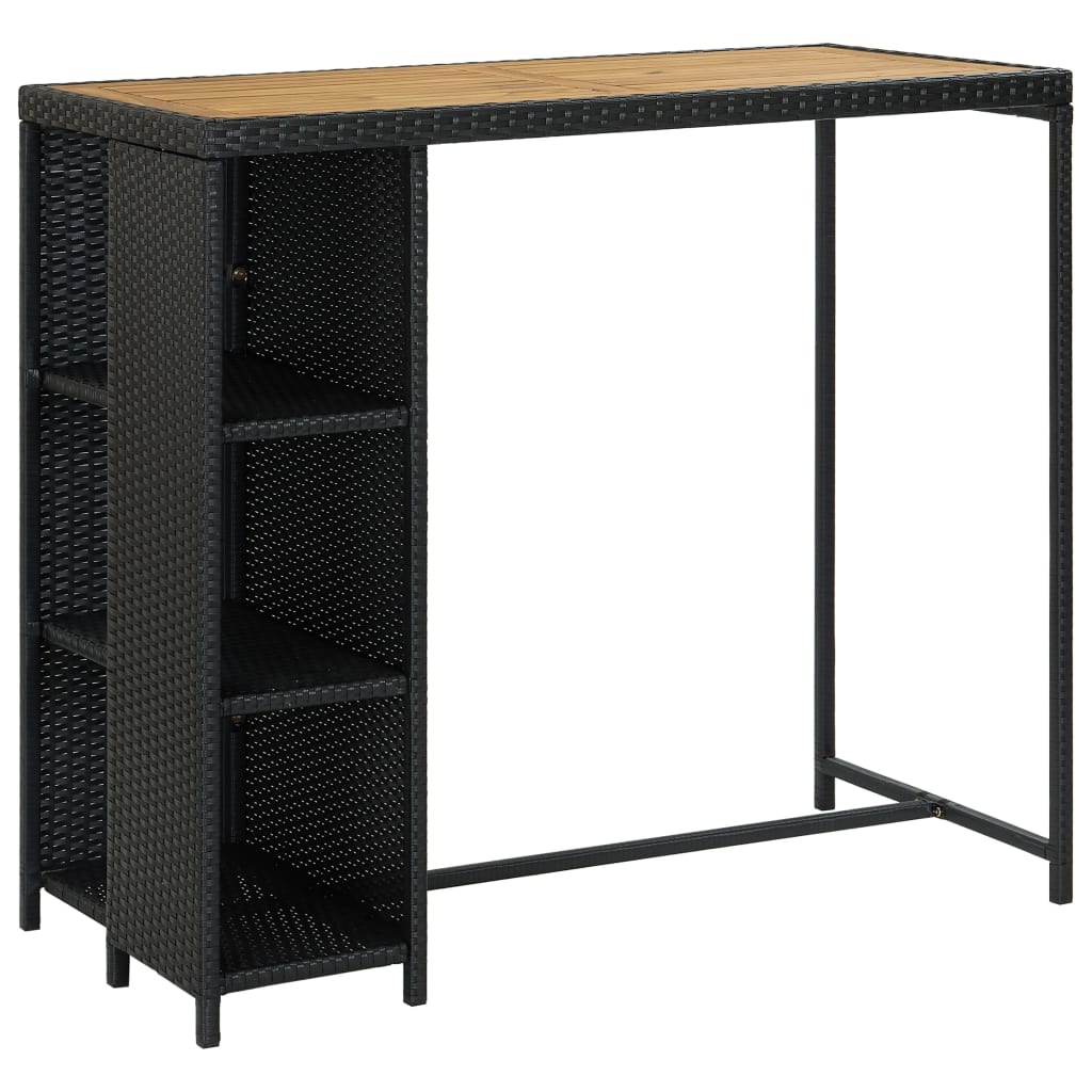 Ensemble de bar de jardin 5 pcs et coussins Résine tressée Noir