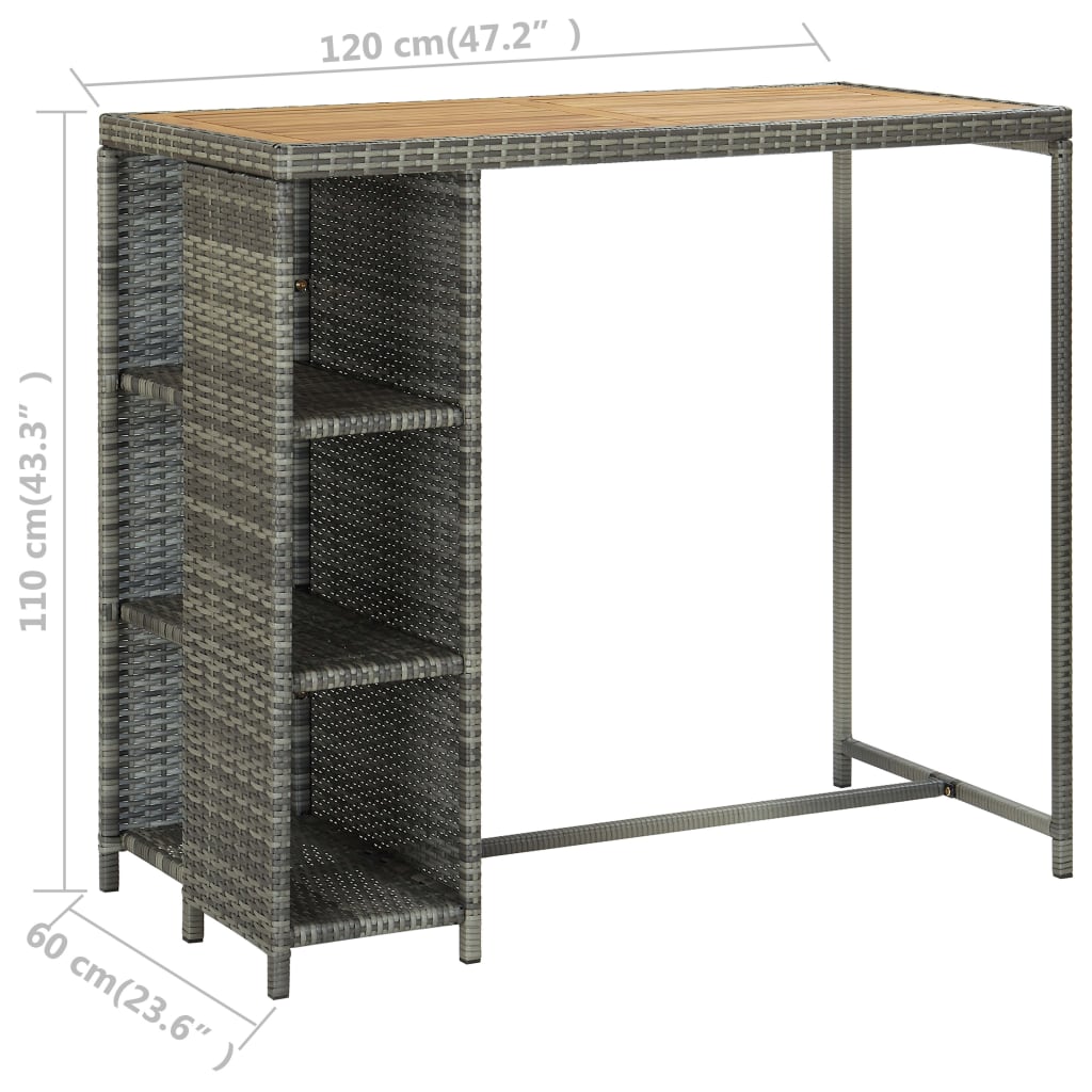 Ensemble de bar de jardin 5 pcs et coussins Résine tressée Gris