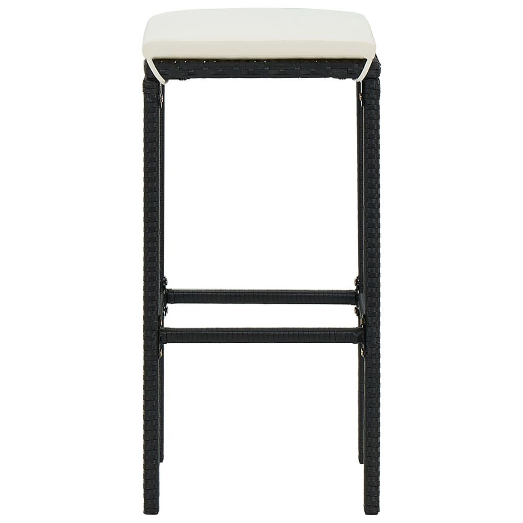 Ensemble de bar de jardin 4 pcs et coussins Résine tressée Noir