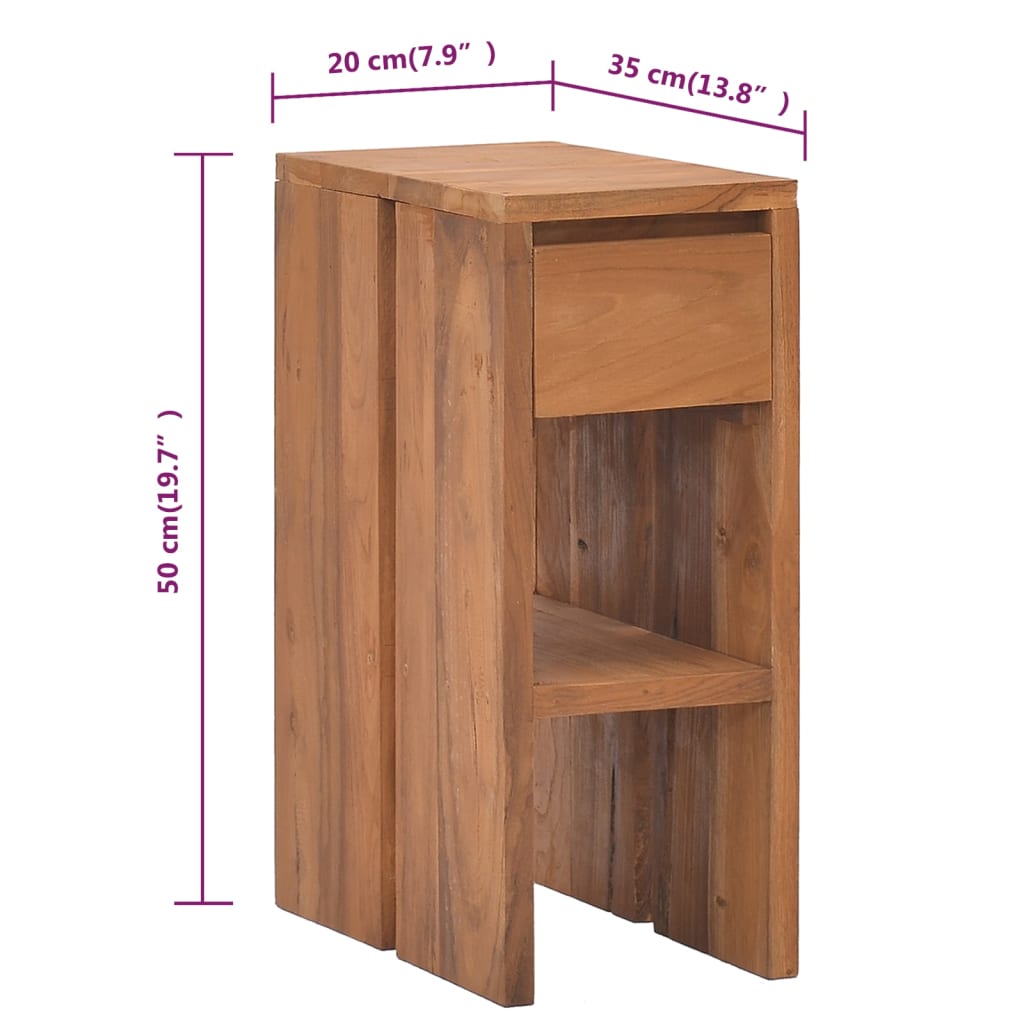 Table de chevet 20x35x50 cm Bois de teck solide - XIOS