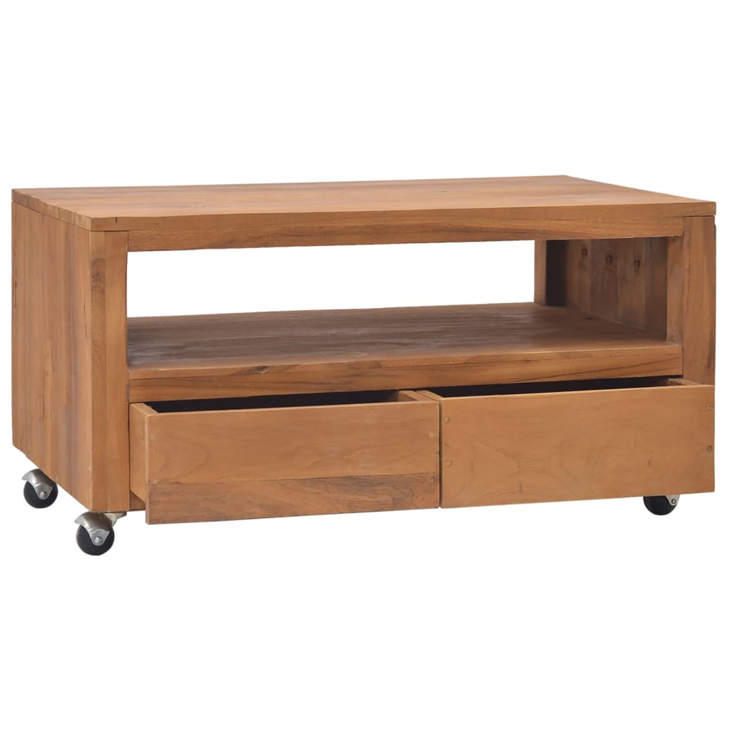 Meuble TV avec roues 80x50x42 cm Bois de teck solide - XIOS