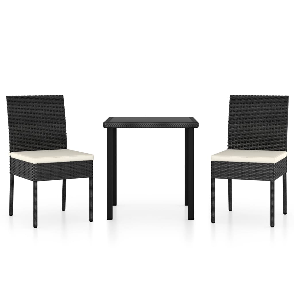 Ensemble à manger de jardin 3 pcs Résine tressée Noir