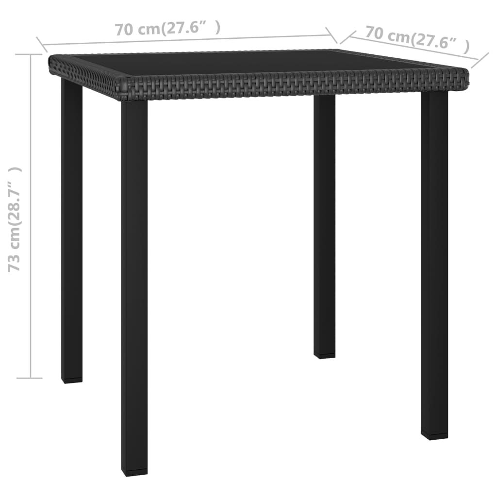 Ensemble à manger de jardin 3 pcs Résine tressée Noir