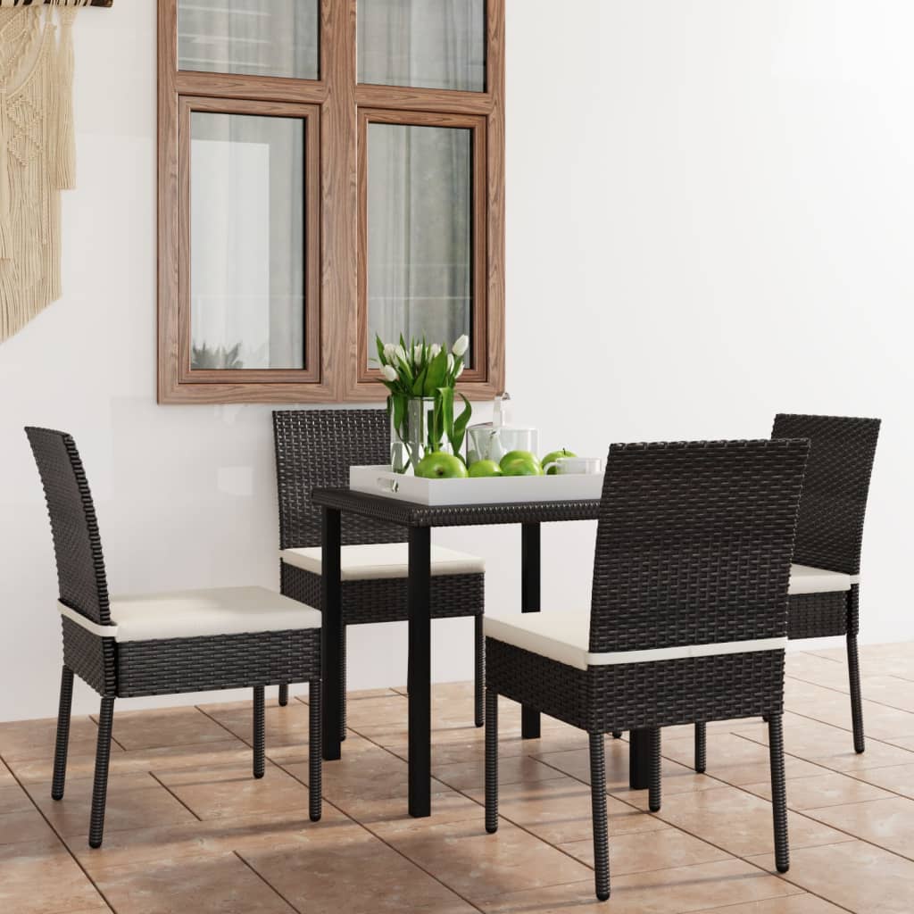 Ensemble à manger de jardin 5 pcs Résine tressée Noir