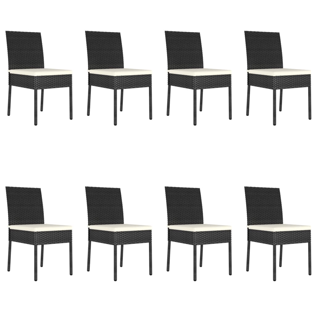 Ensemble à manger de jardin 9 pcs Résine tressée Noir