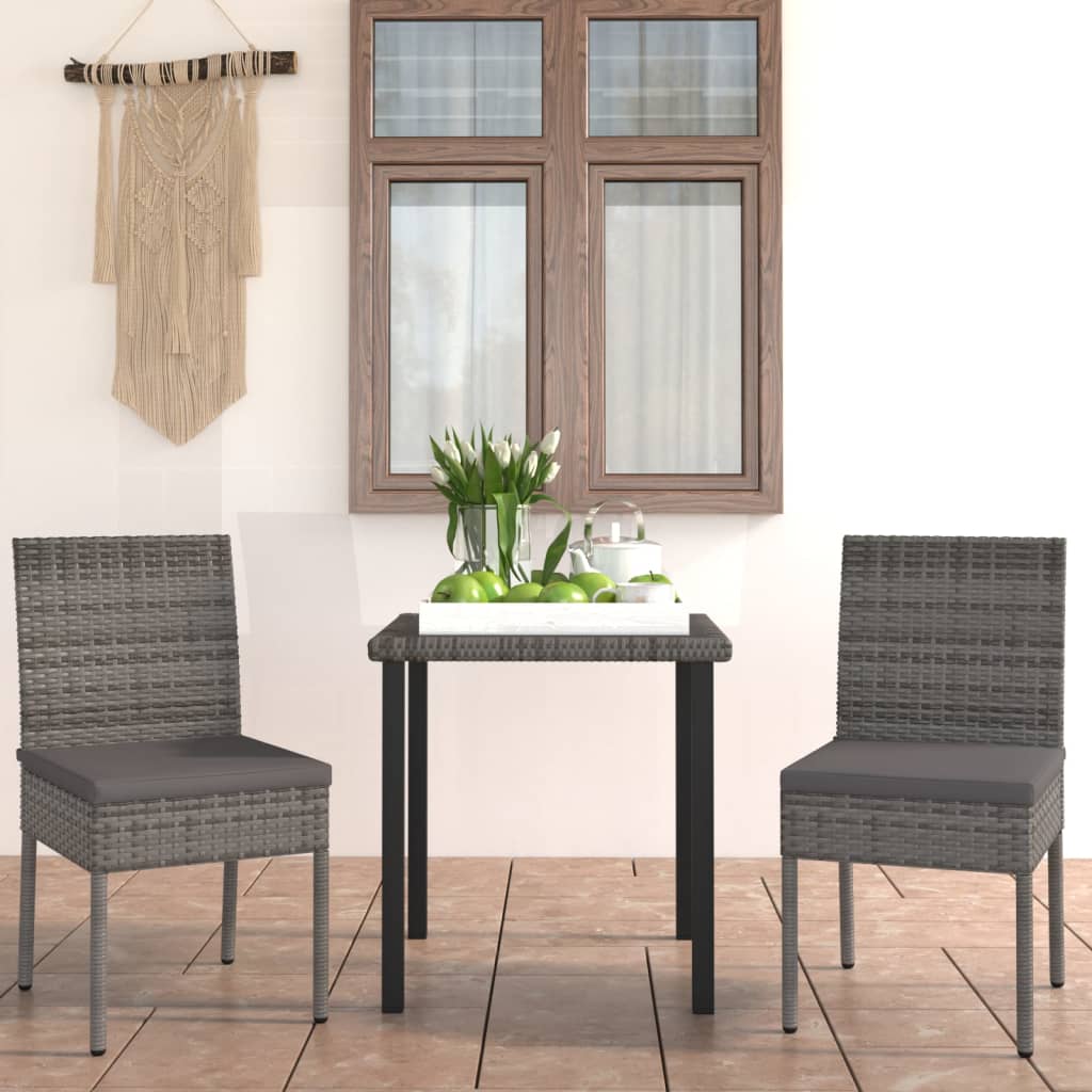 Ensemble à manger de jardin 3 pcs Résine tressée Gris