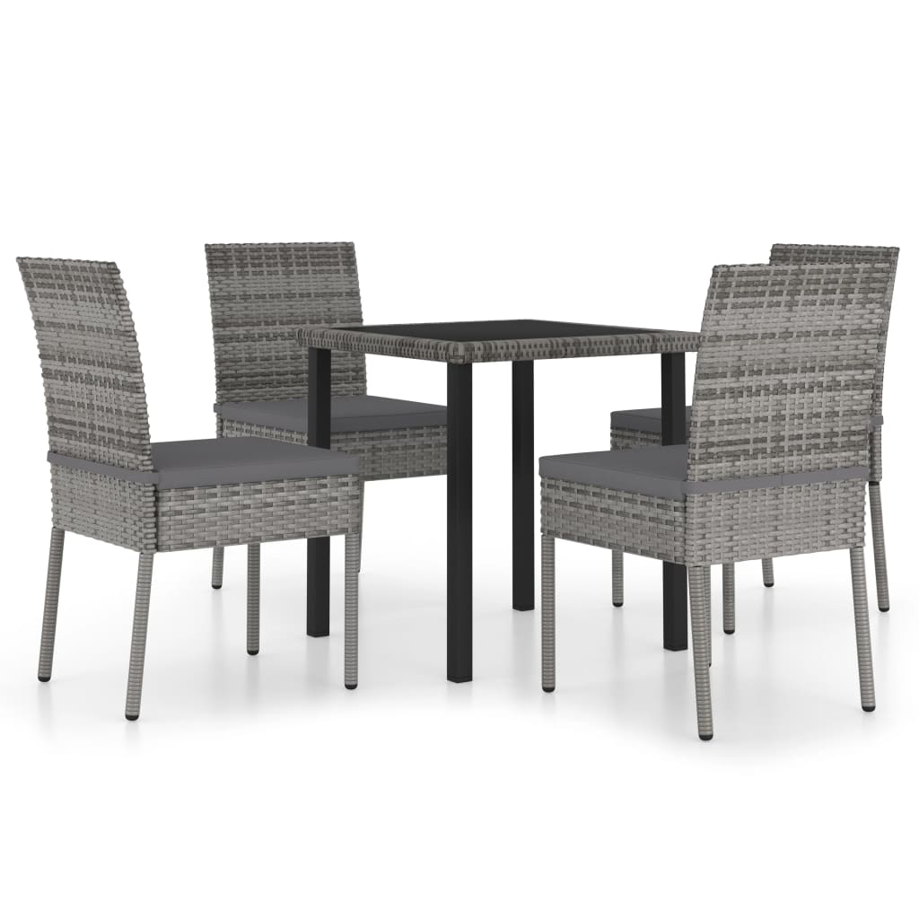 Ensemble à manger de jardin 5 pcs Résine tressée Gris