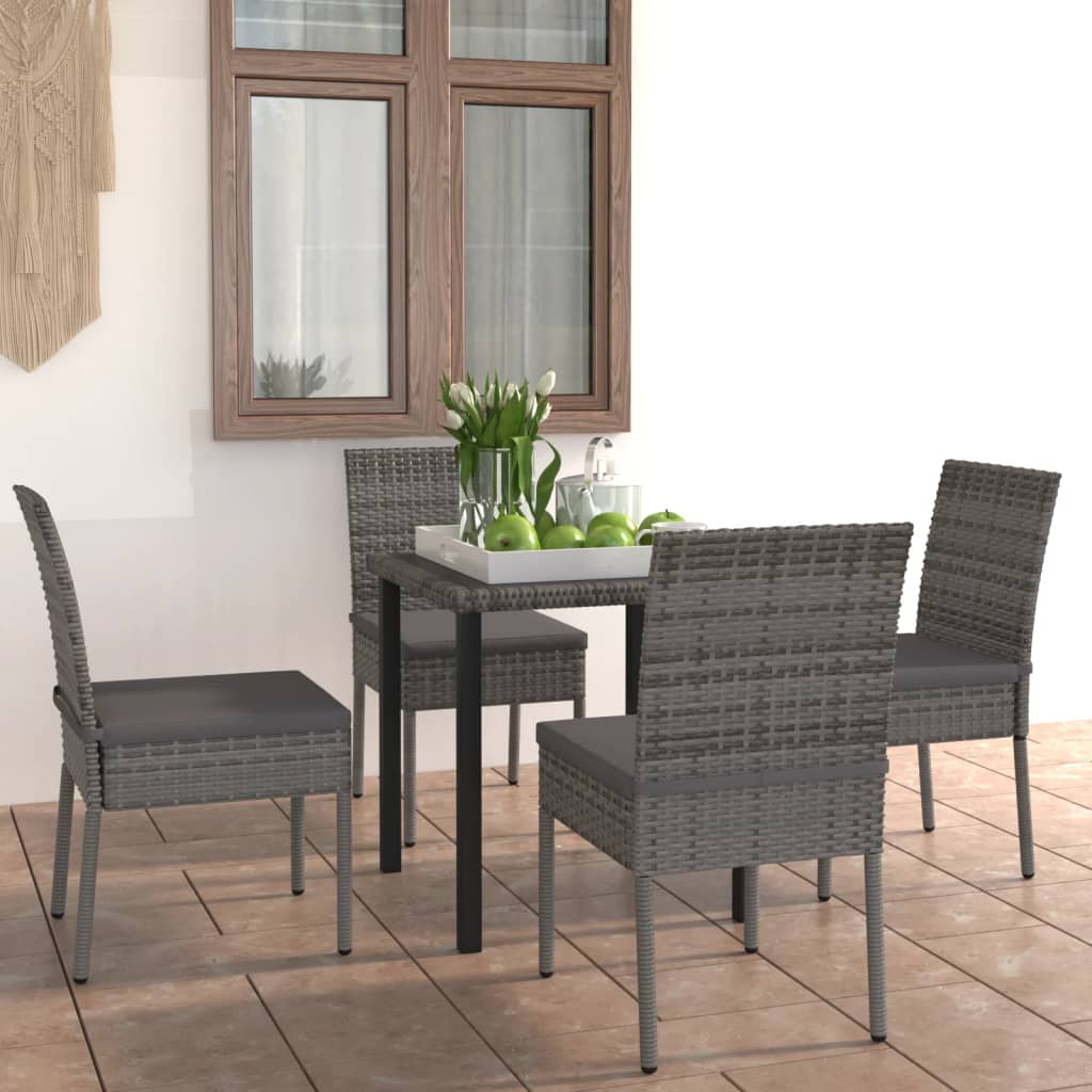 Ensemble à manger de jardin 5 pcs Résine tressée Gris