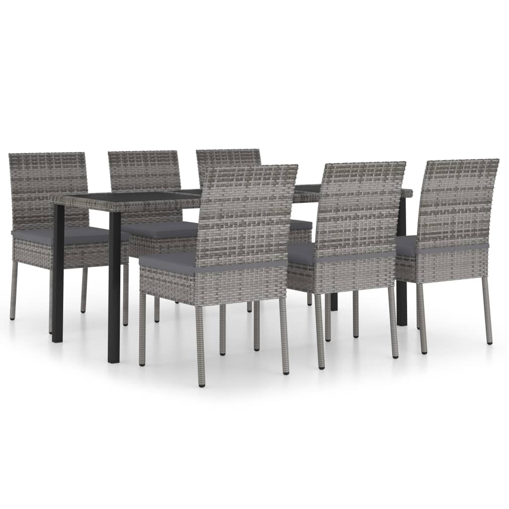 Ensemble à manger de jardin 7 pcs Résine tressée Gris