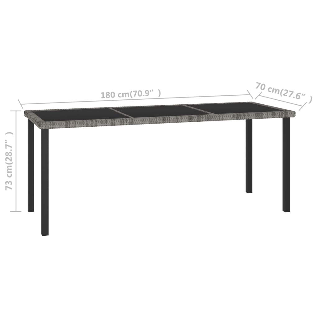Ensemble à manger de jardin 9 pcs Résine tressée Gris