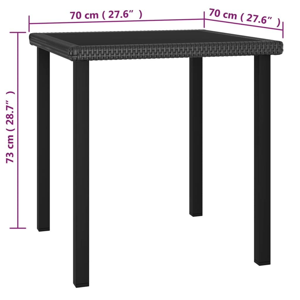 Ensemble à manger de jardin 3 pcs Résine tressée Noir