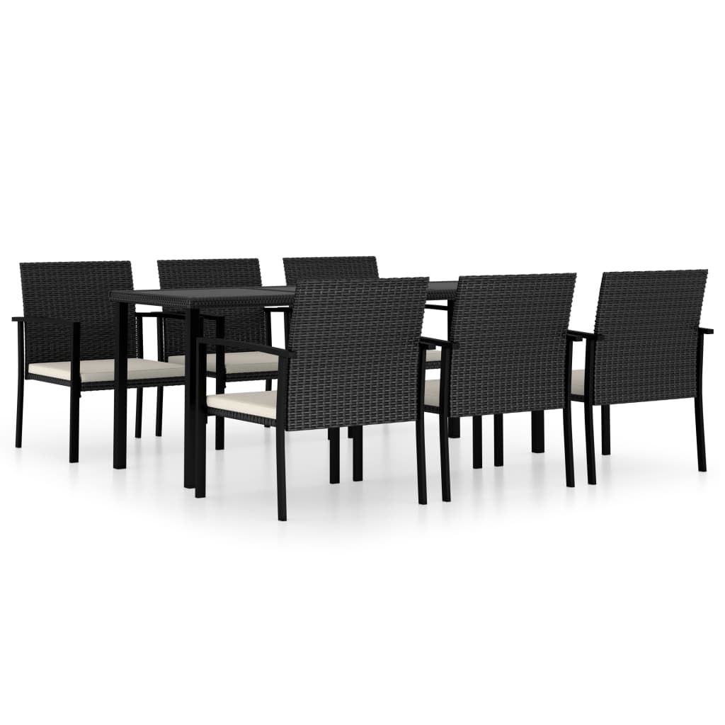 Ensemble à manger de jardin 7 pcs Résine tressée Noir