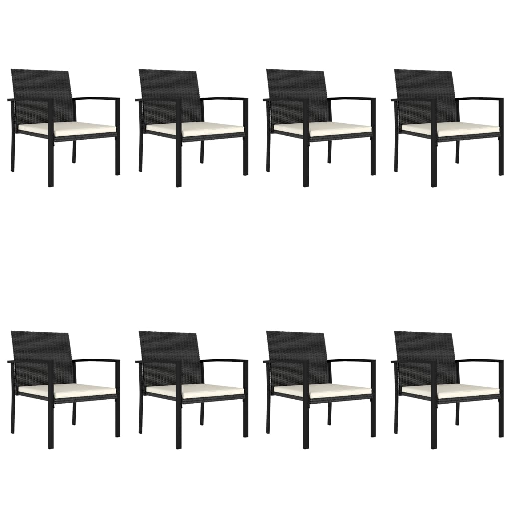 Ensemble à manger de jardin 9 pcs Résine tressée Noir