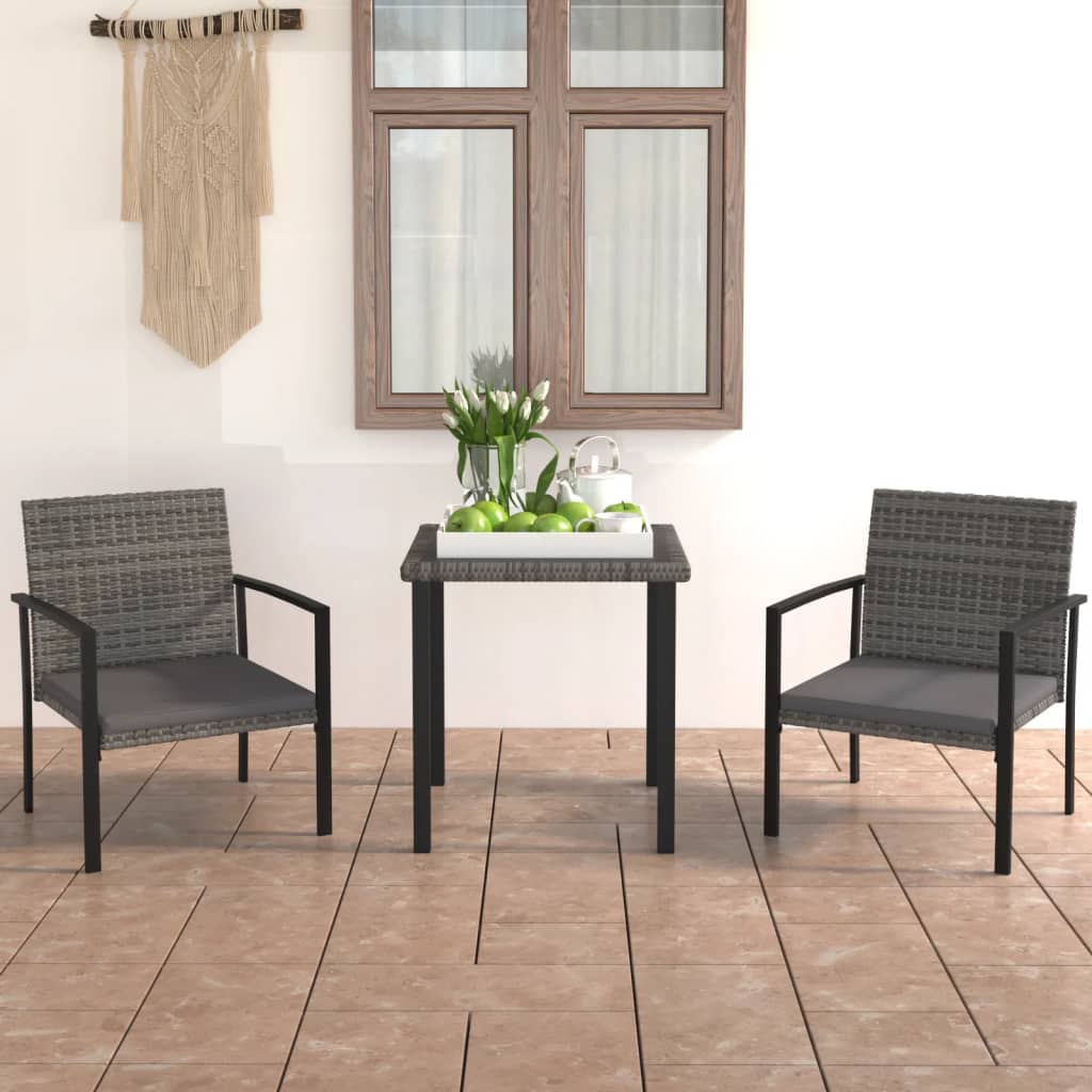 Ensemble à manger de jardin 3 pcs Résine tressée Gris