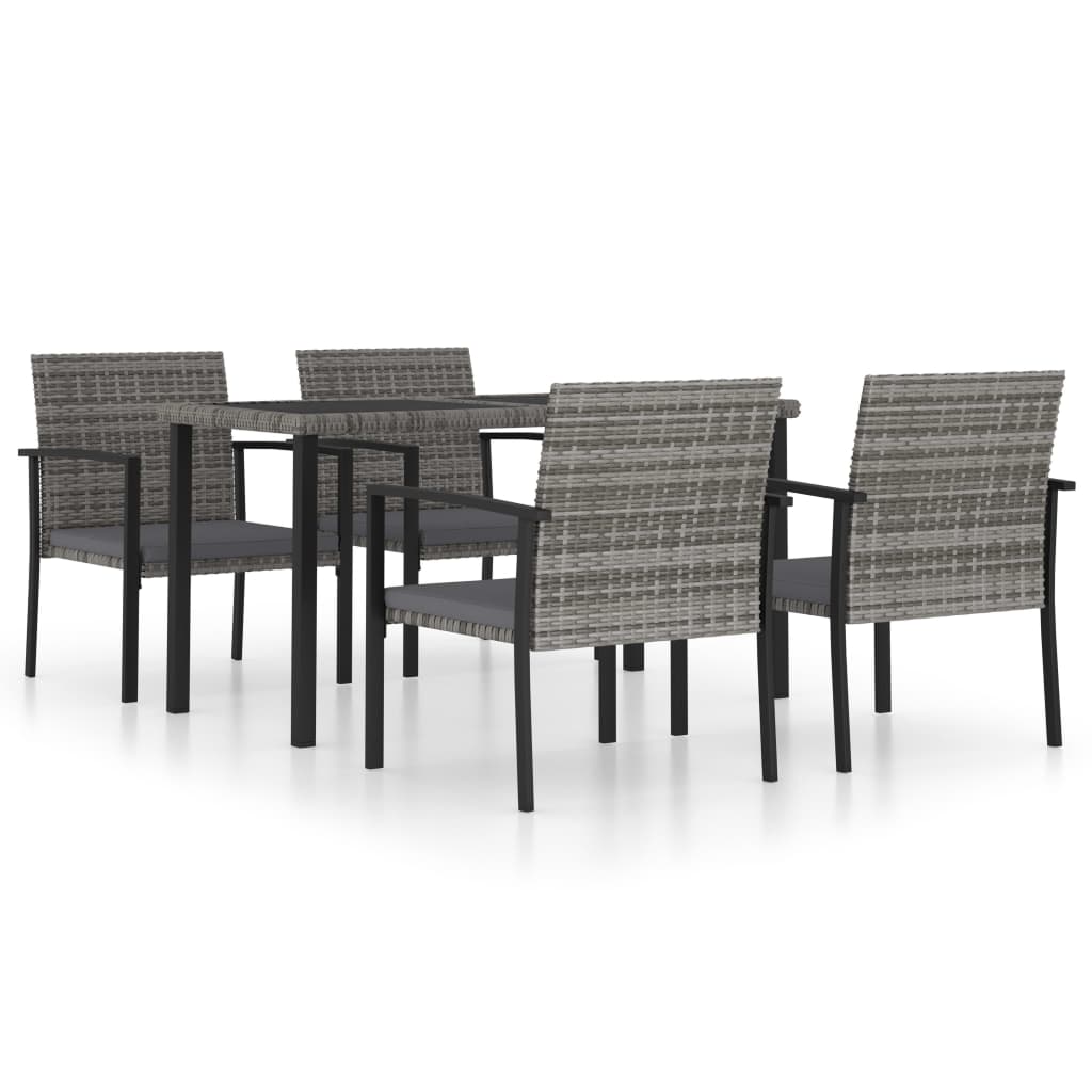 Ensemble à manger de jardin 5 pcs Résine tressée Gris