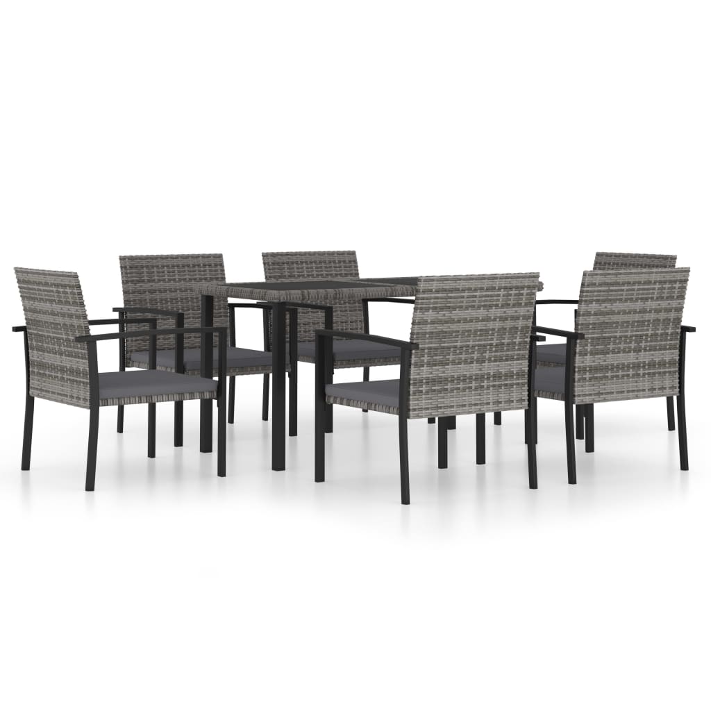 Ensemble à manger de jardin 7 pcs Résine tressée Gris