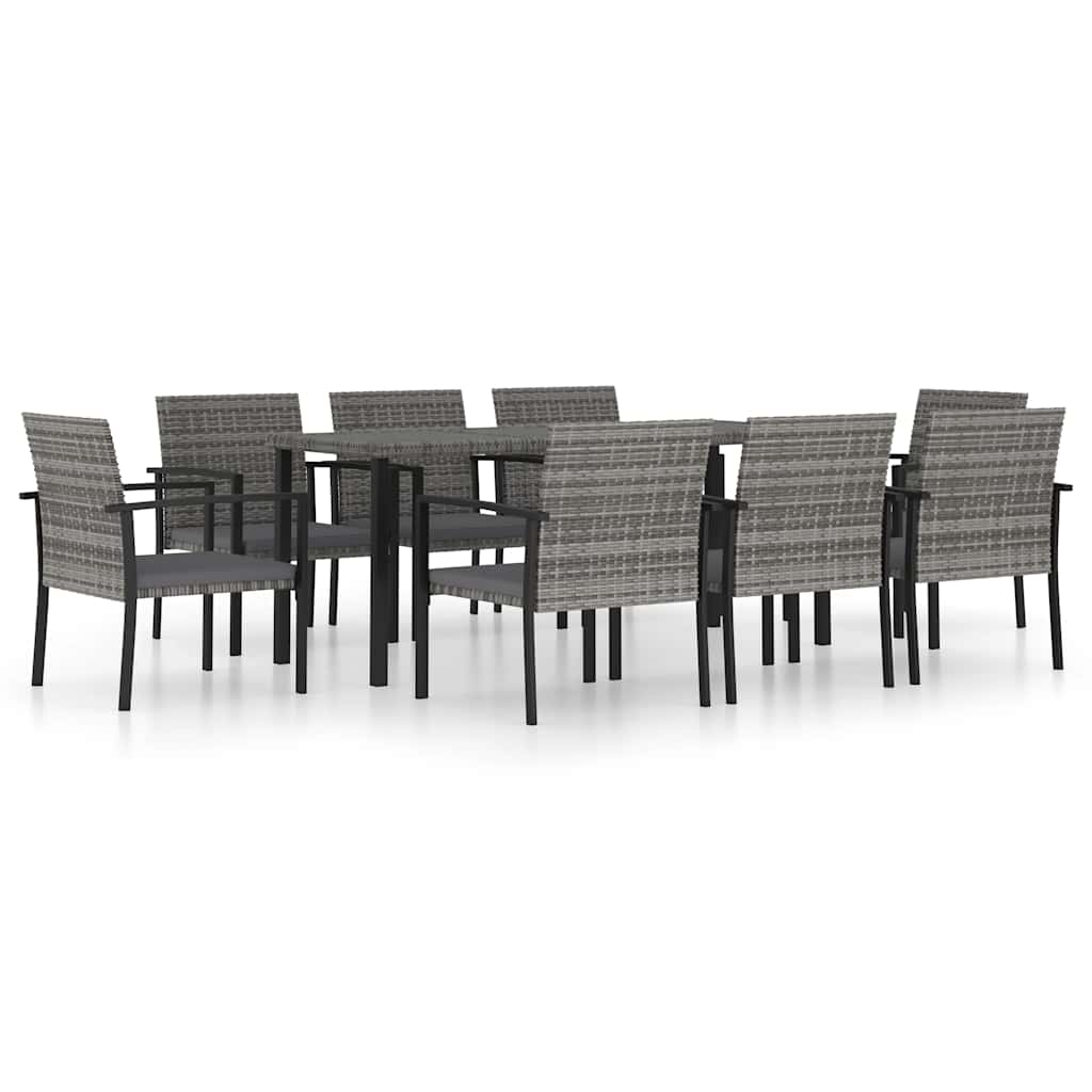 Ensemble à manger de jardin 9 pcs Résine tressée Gris