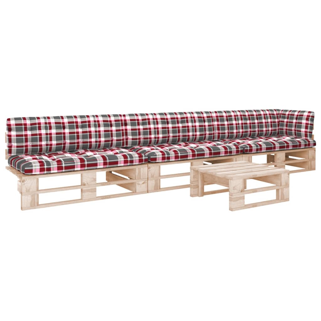 Salon de jardin palette 4pcs avec coussins Bois de pin imprégné