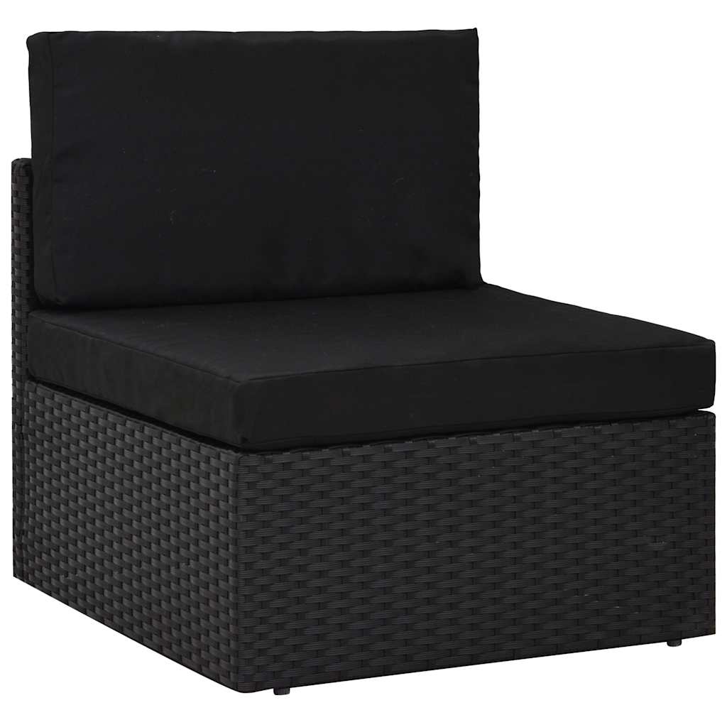 Salon de jardin 6 pcs avec coussins Noir Résine tressée