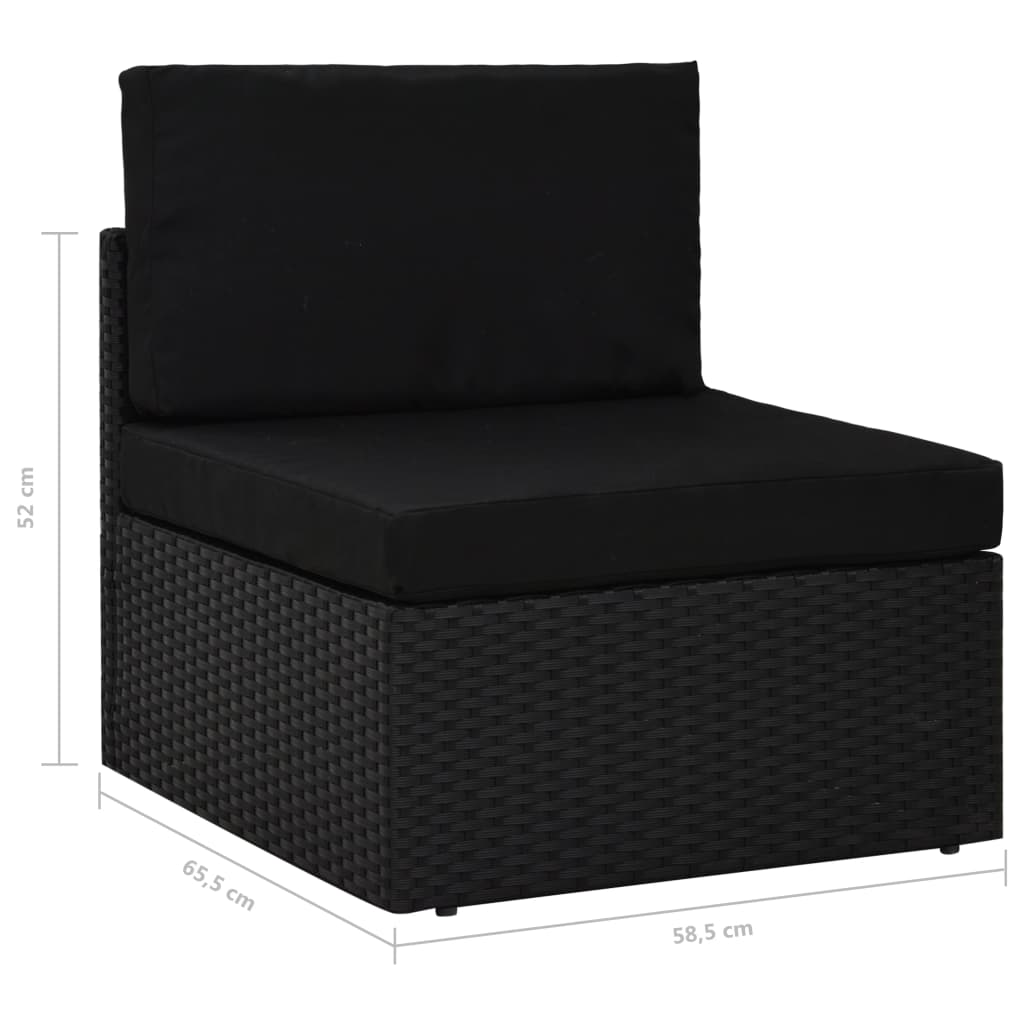 Salon de jardin 6 pcs avec coussins Noir Résine tressée