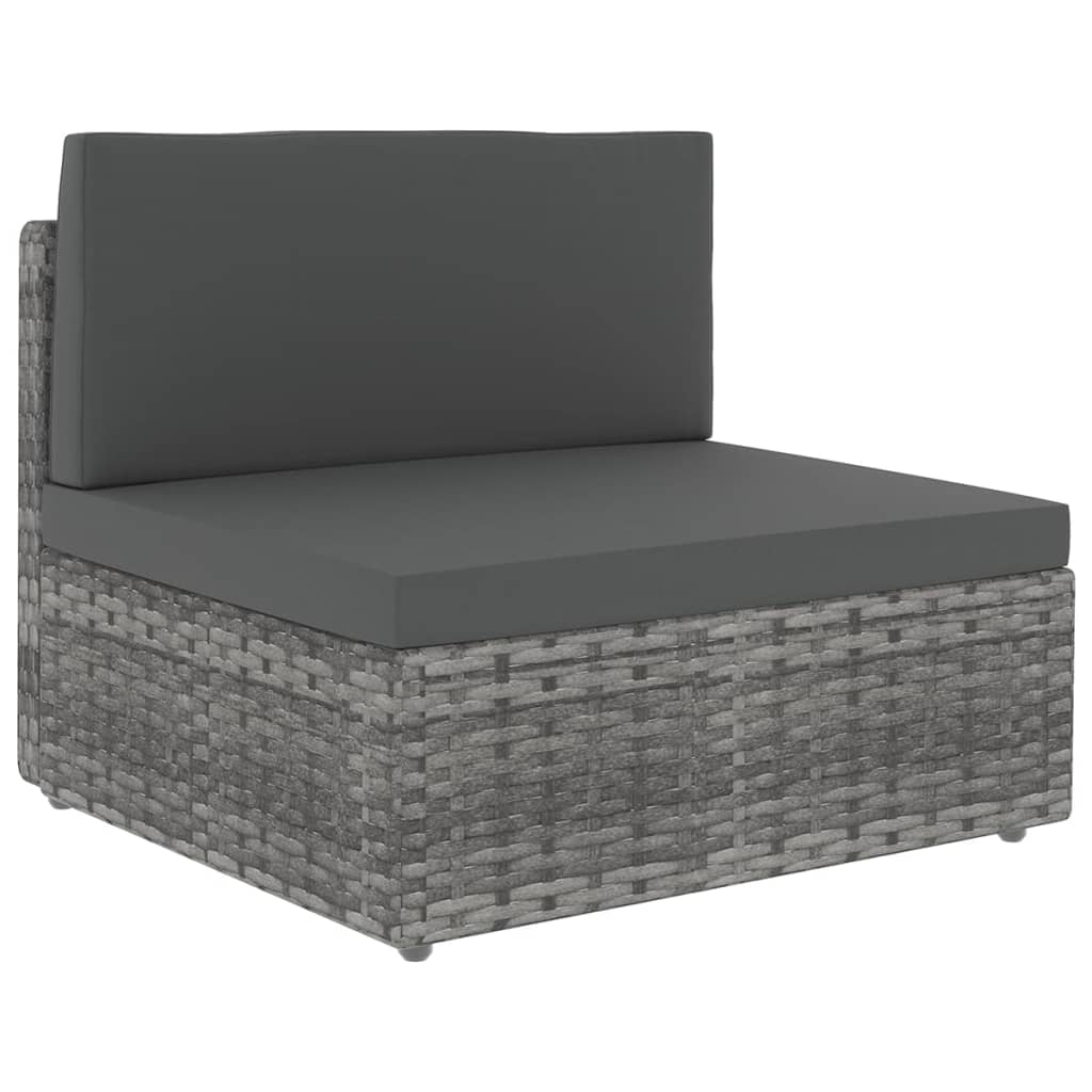 Salon de jardin 5 pcs avec coussins Gris Résine tressée
