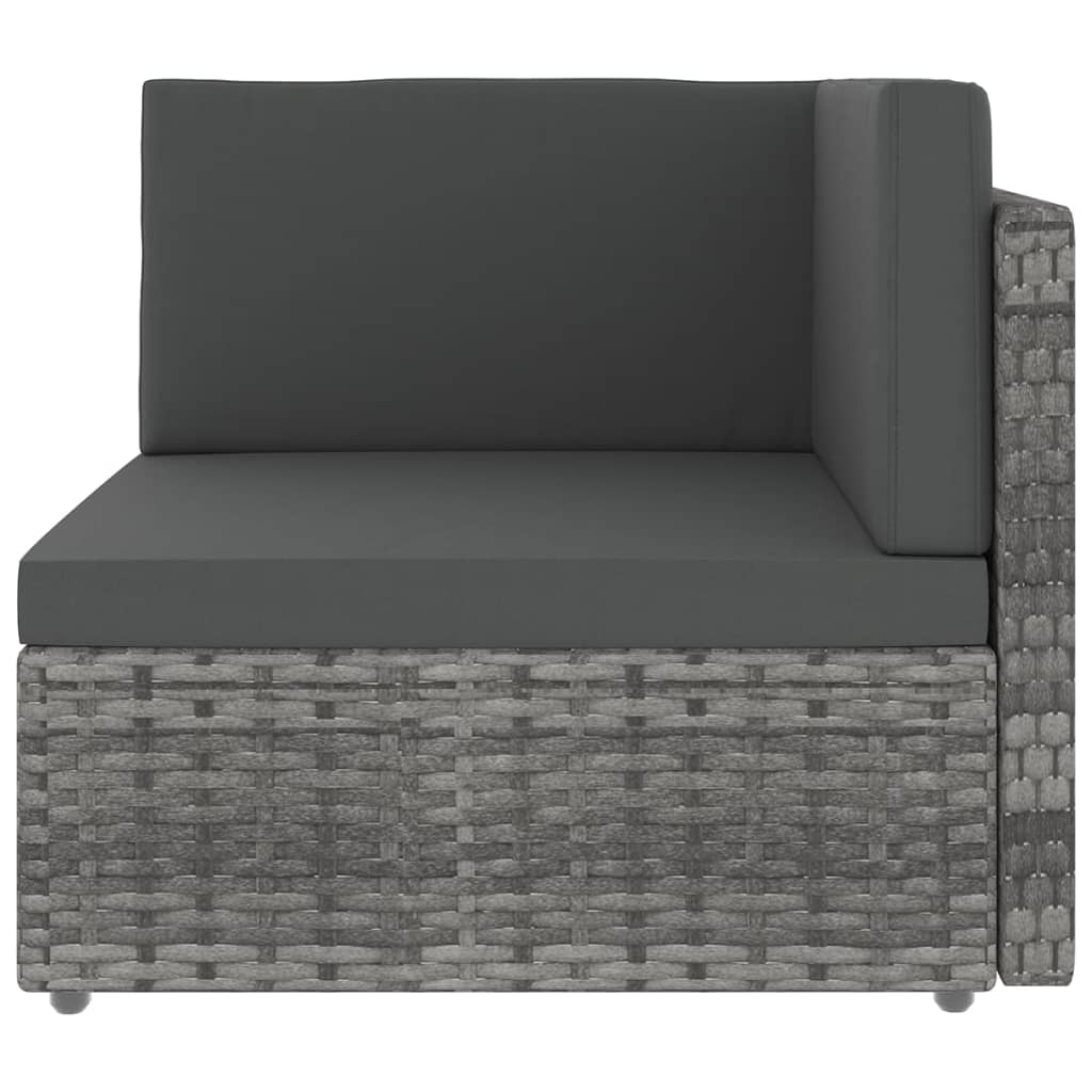 Salon de jardin 5 pcs avec coussins Gris Résine tressée