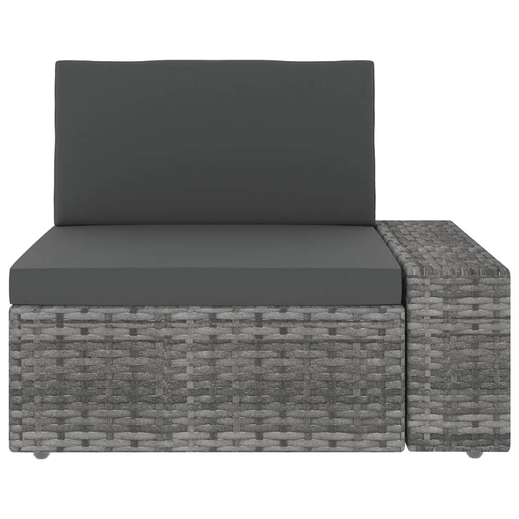 Salon de jardin 5 pcs avec coussins Gris Résine tressée