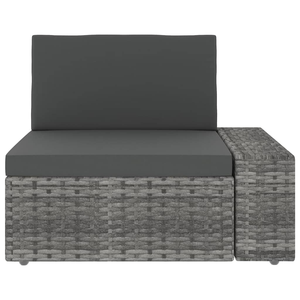Salon de jardin 5 pcs avec coussins Gris Résine tressée