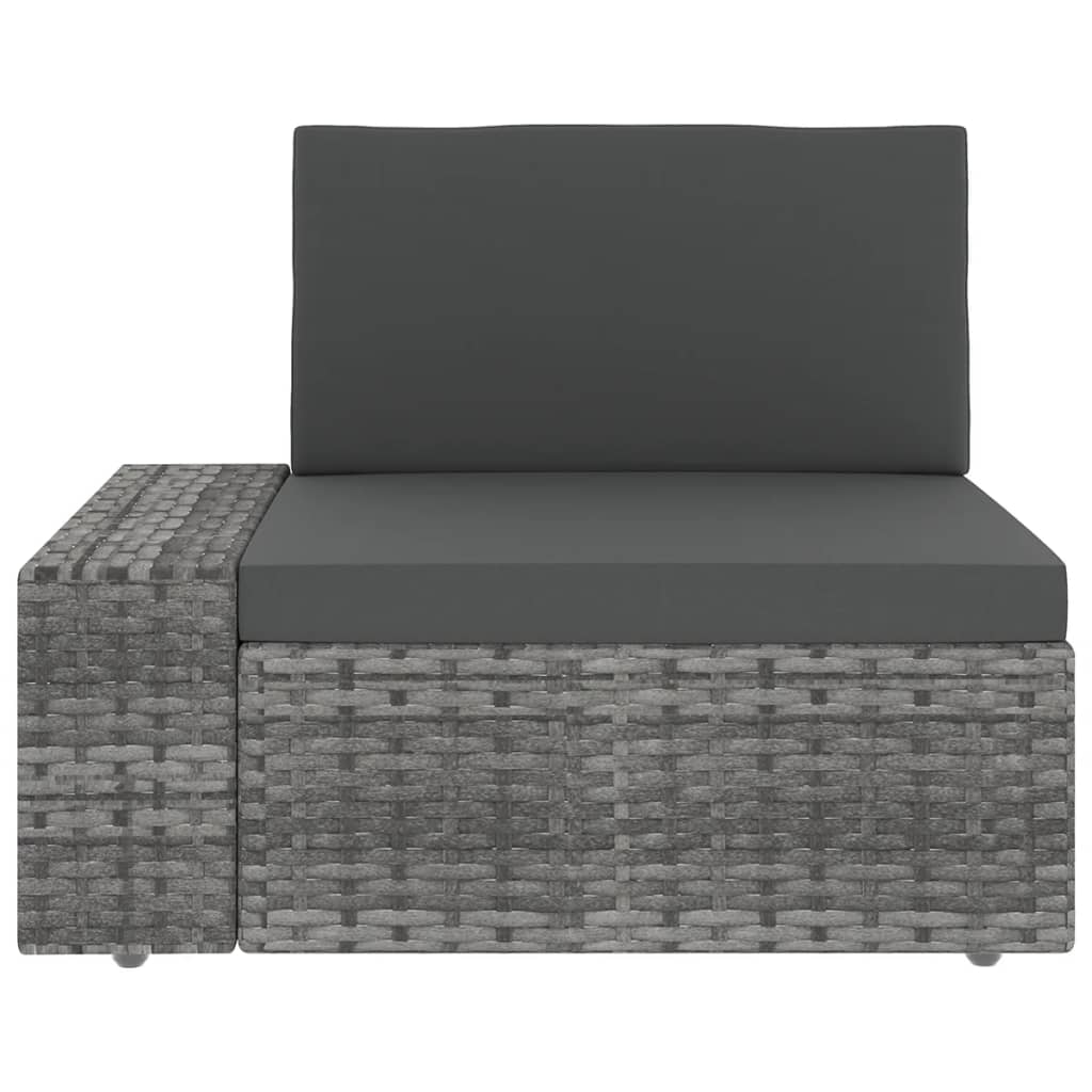 Salon de jardin 5 pcs avec coussins Gris Résine tressée