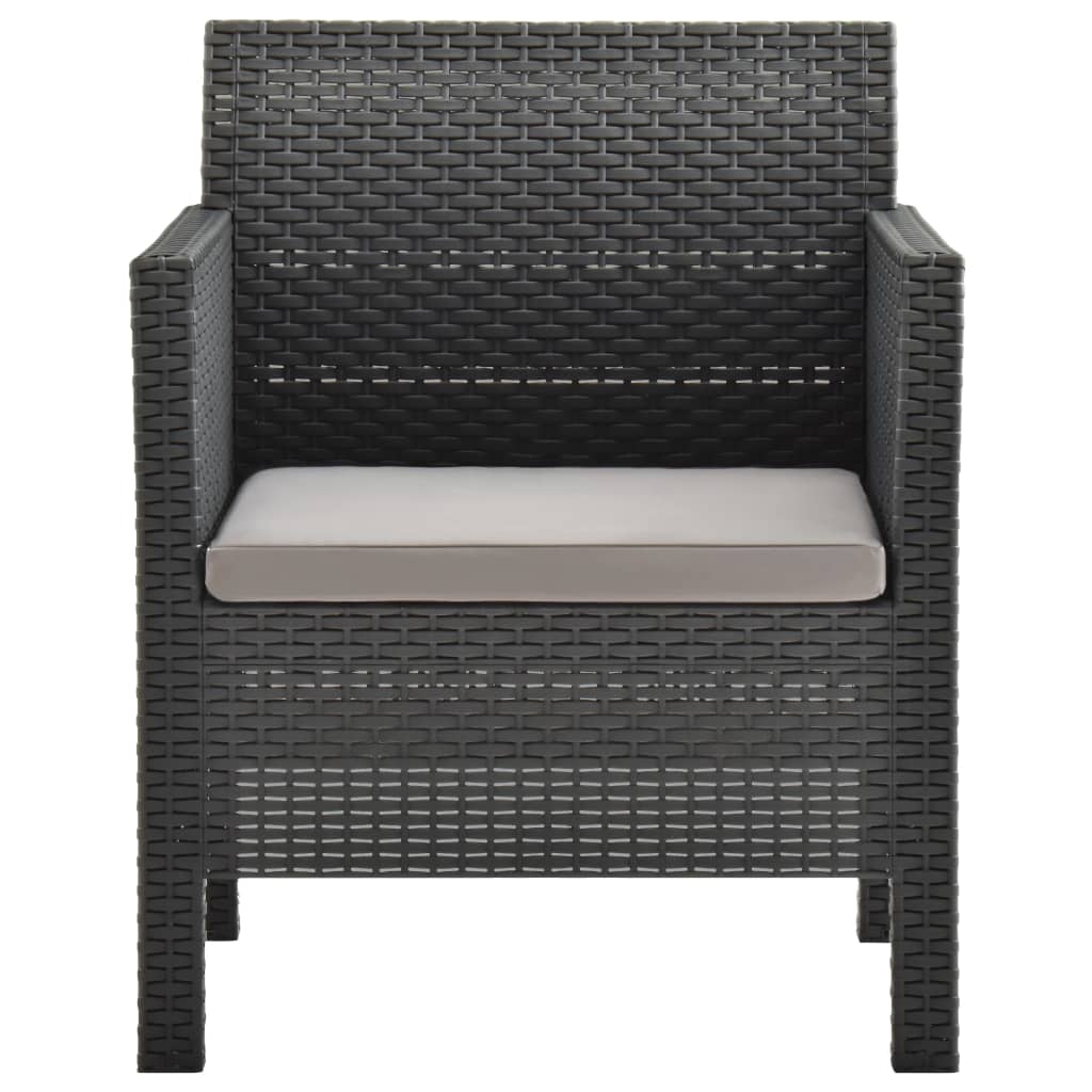 Salon de jardin 3 pcs avec coussins PP Rotin Anthracite