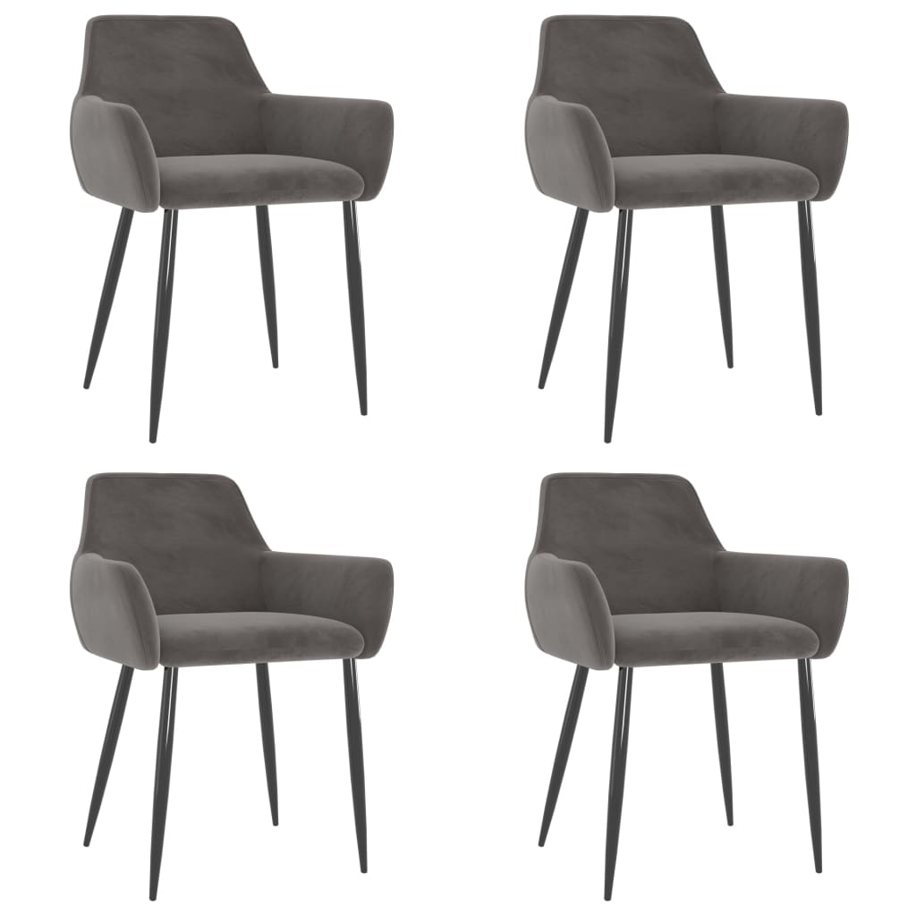 Chaises à manger lot de 4 Gris foncé Velours - XIOS
