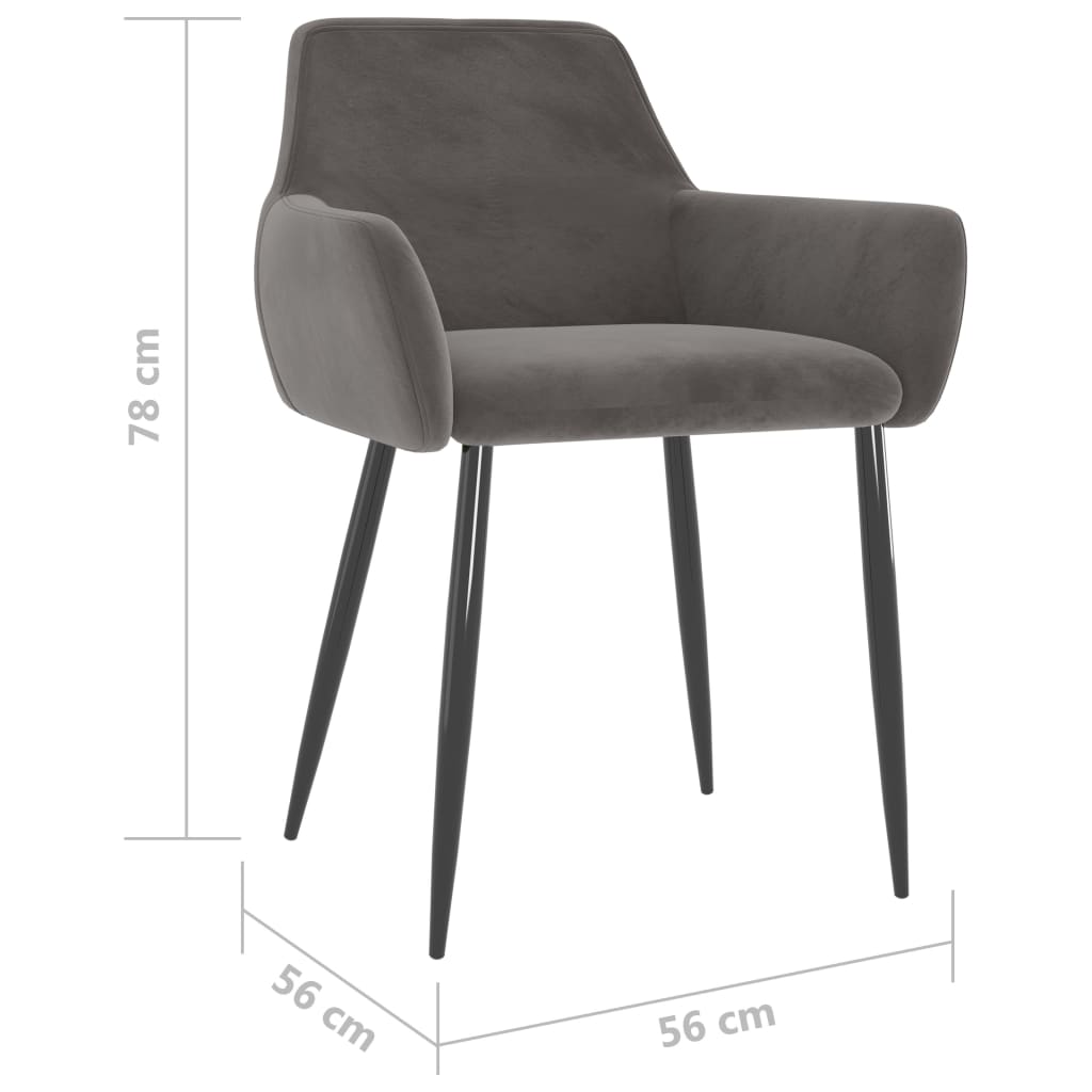Chaises à manger lot de 4 Gris foncé Velours - XIOS