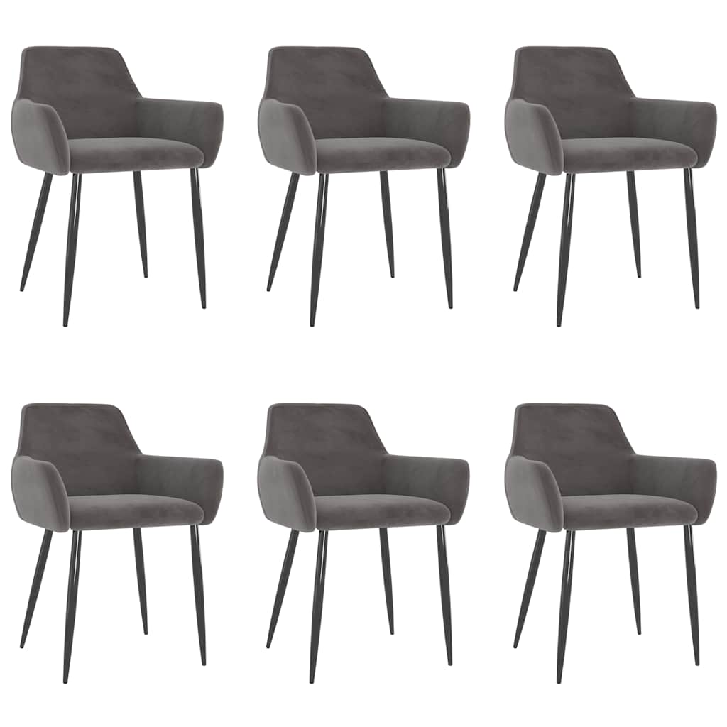 Chaises à manger lot de 6 gris foncé velours - XIOS
