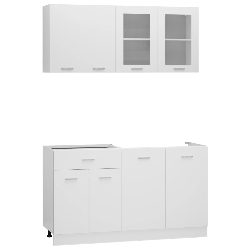 Ensemble de 4 meubles de cuisine "Lyon" en bois d'ingénierie blanc - XIOS