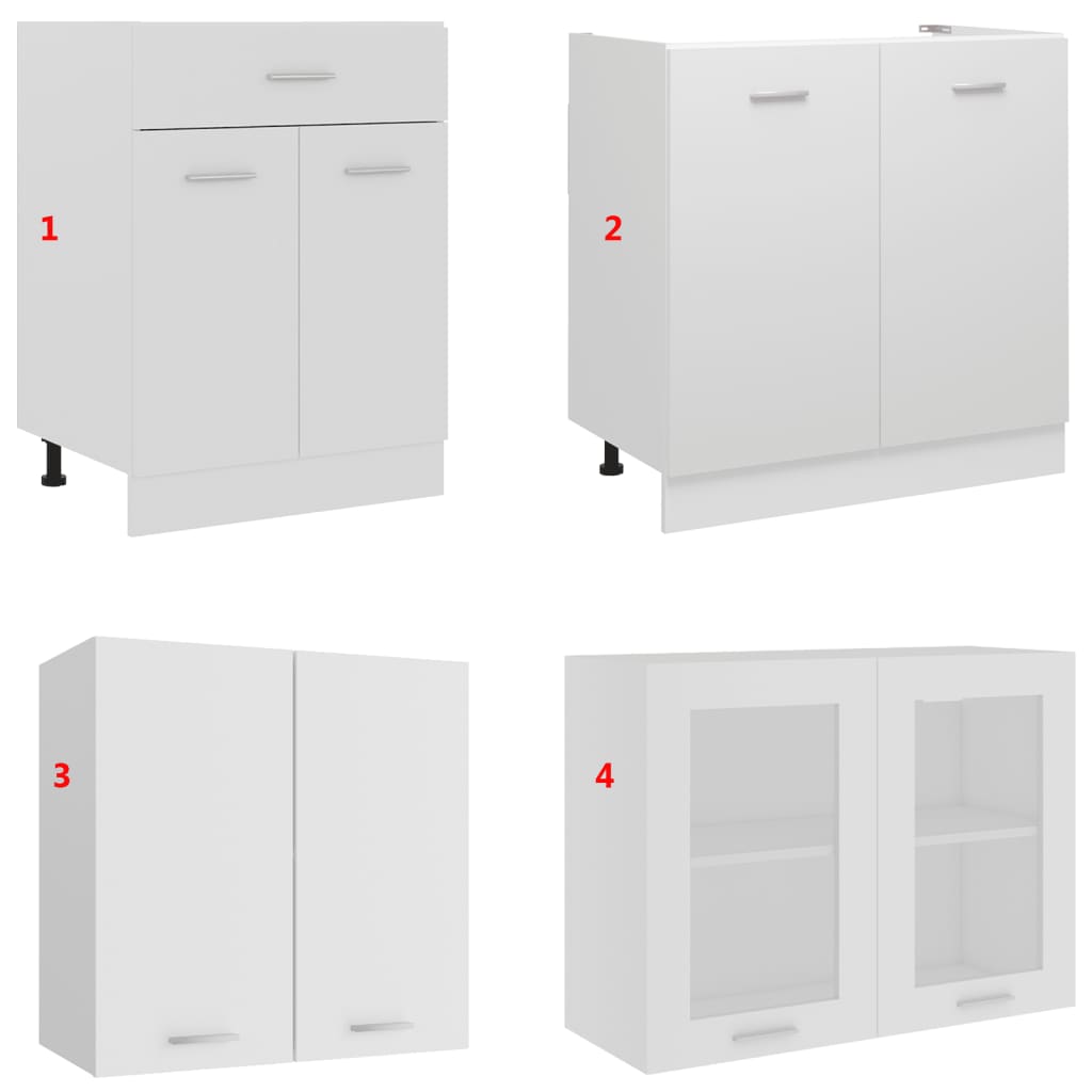 Ensemble de 4 meubles de cuisine "Lyon" en bois d'ingénierie blanc - XIOS
