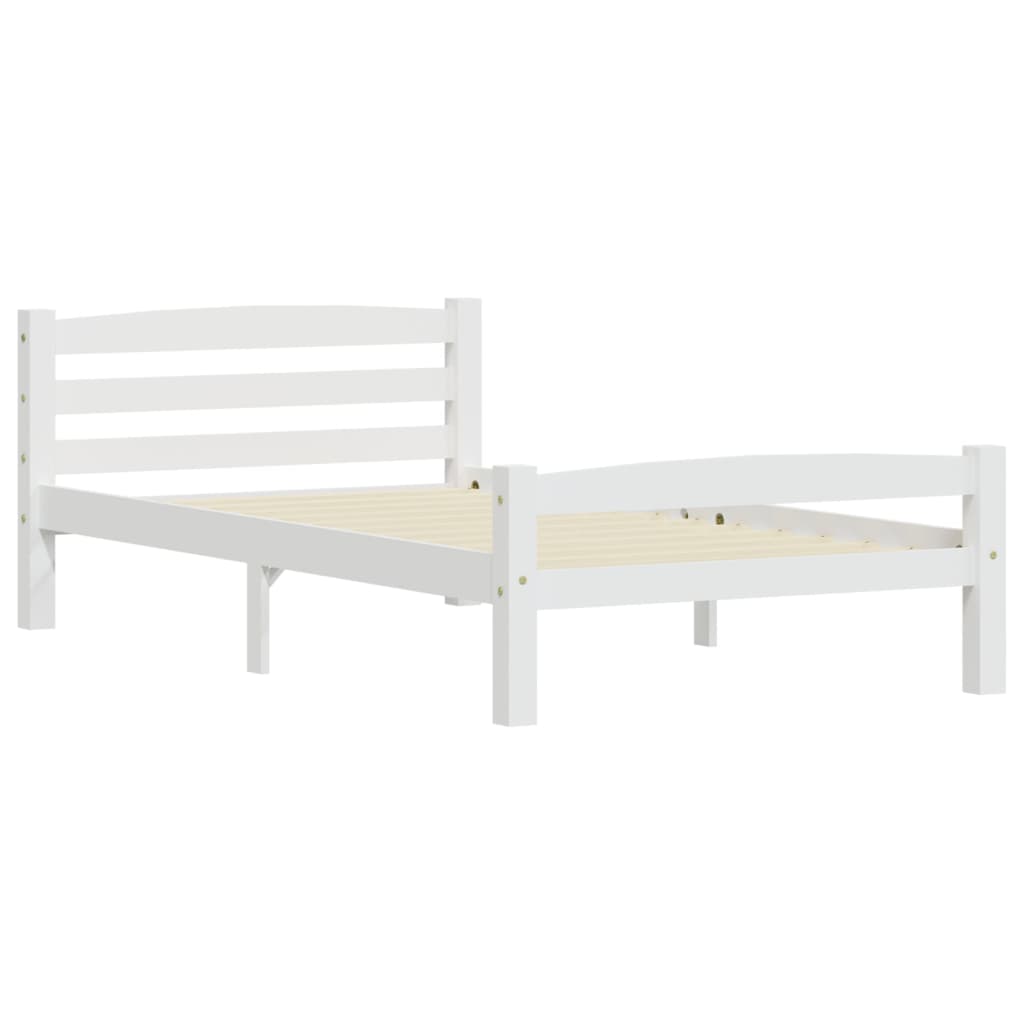 Cadre de lit sans matelas blanc bois de pin massif 100x200 cm - XIOS