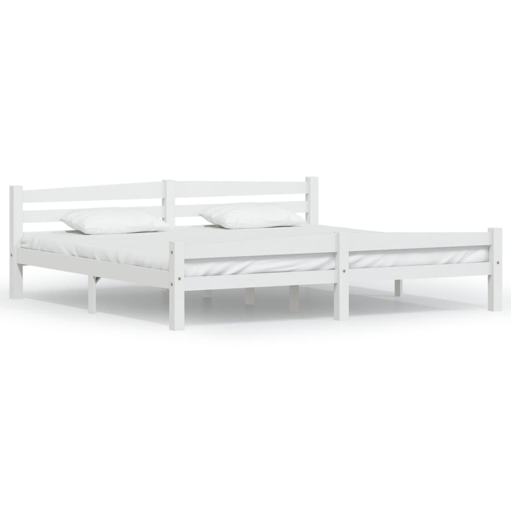 Cadre de lit sans matelas blanc bois massif de pin 200x200 cm - XIOS