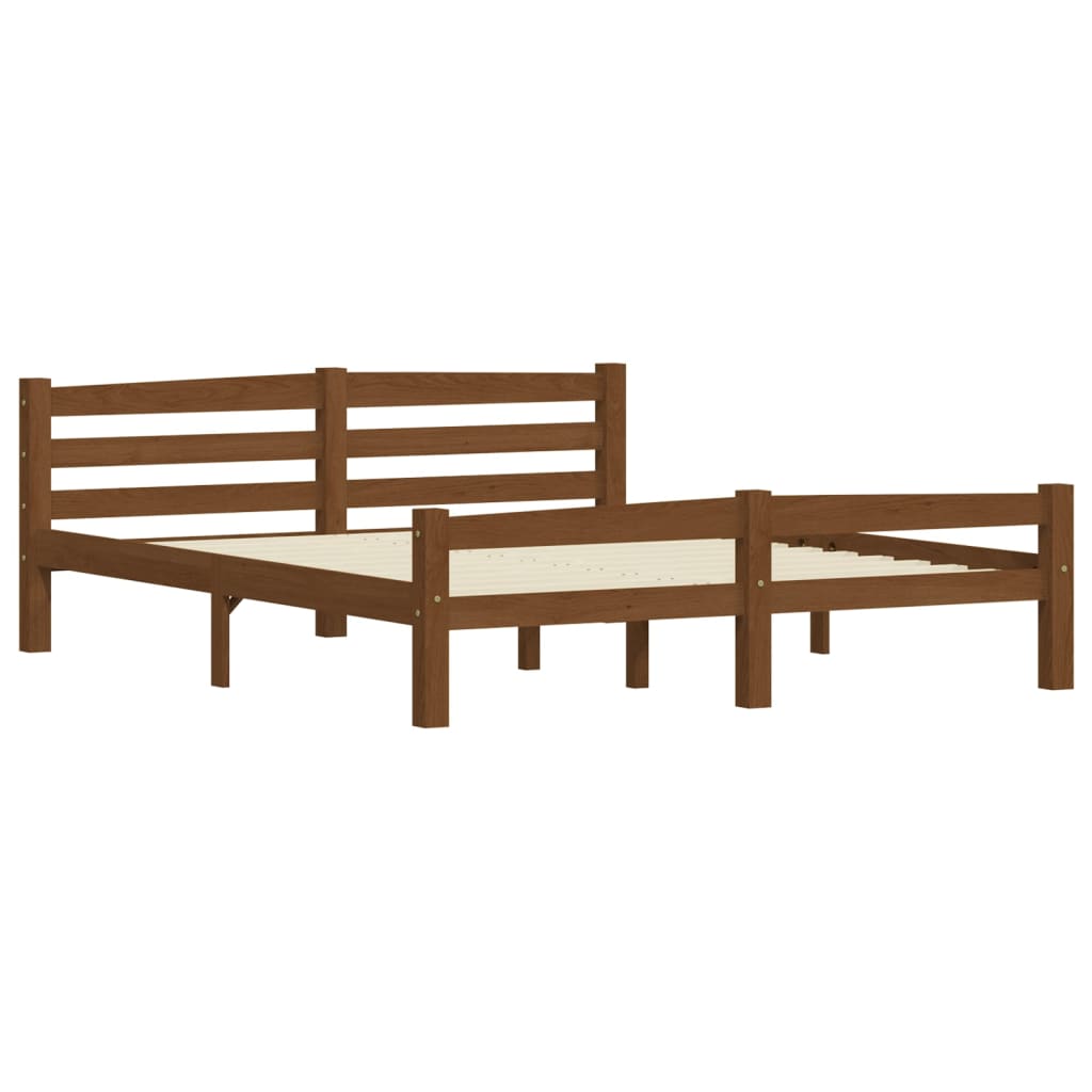 Cadre de lit sans matelas marron miel pin massif 160x200 cm - XIOS