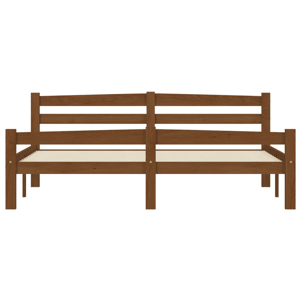 Cadre de lit sans matelas marron miel pin massif 160x200 cm - XIOS
