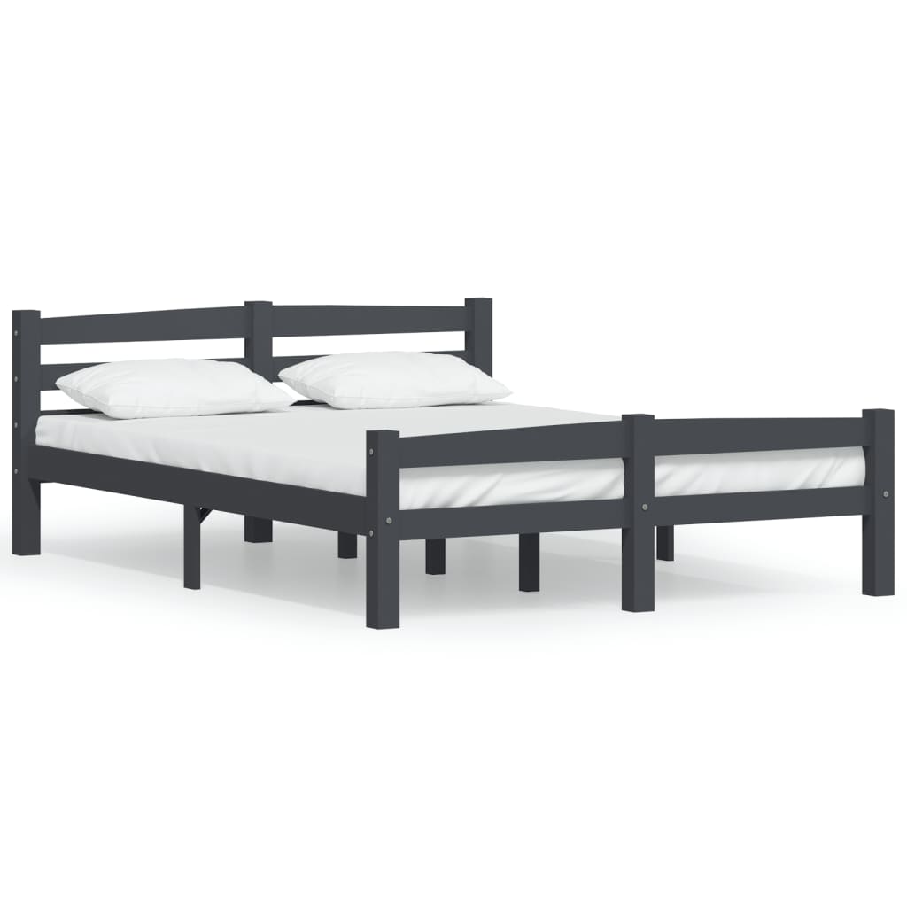 Cadre de lit sans matelas gris foncé pin massif 120x200 cm - XIOS