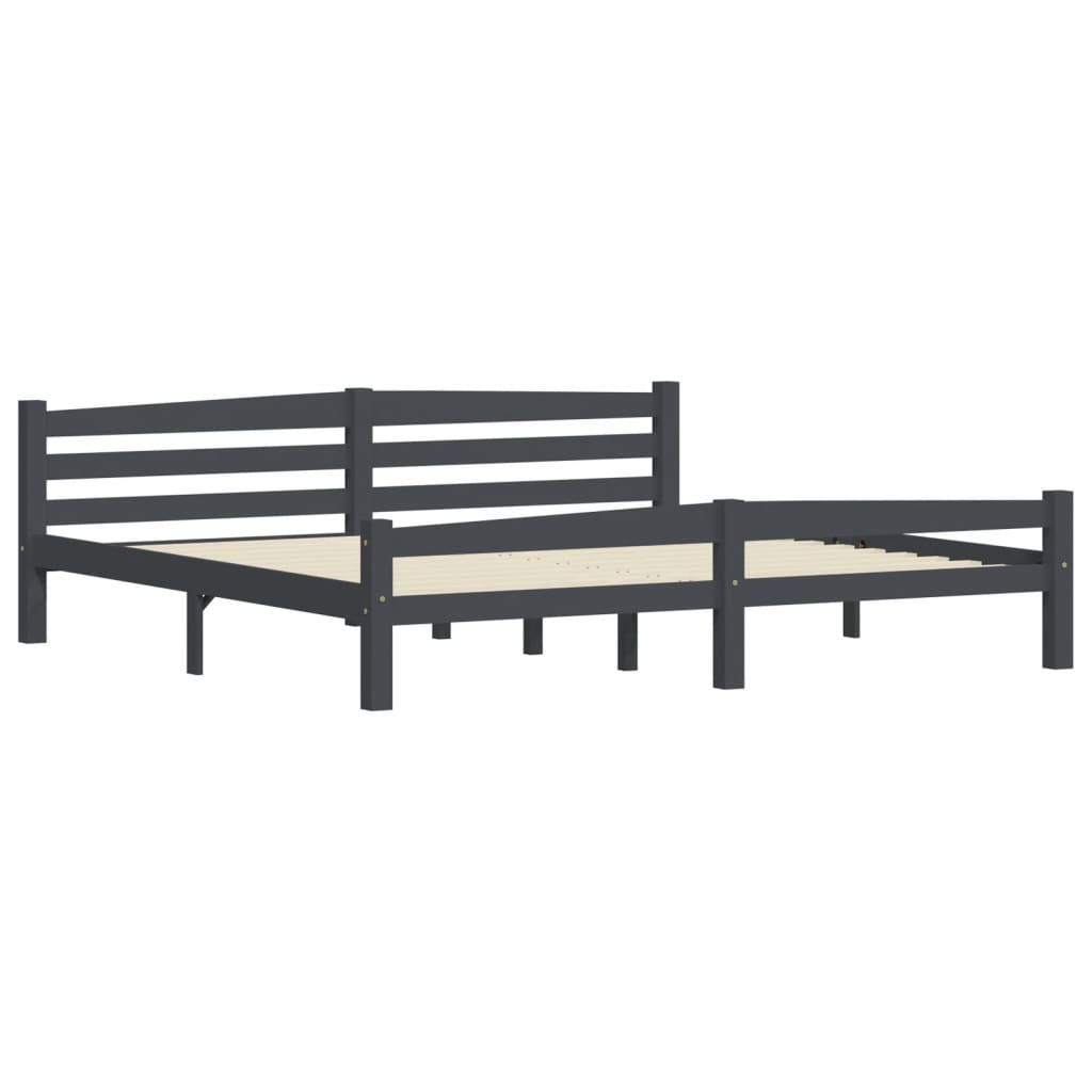 Cadre de lit sans matelas gris foncé pin massif 200x200 cm - XIOS