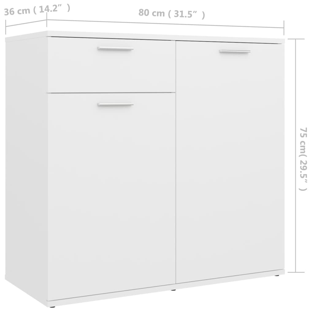 Buffet blanc 80x36x75 cm bois d'ingénierie - XIOS