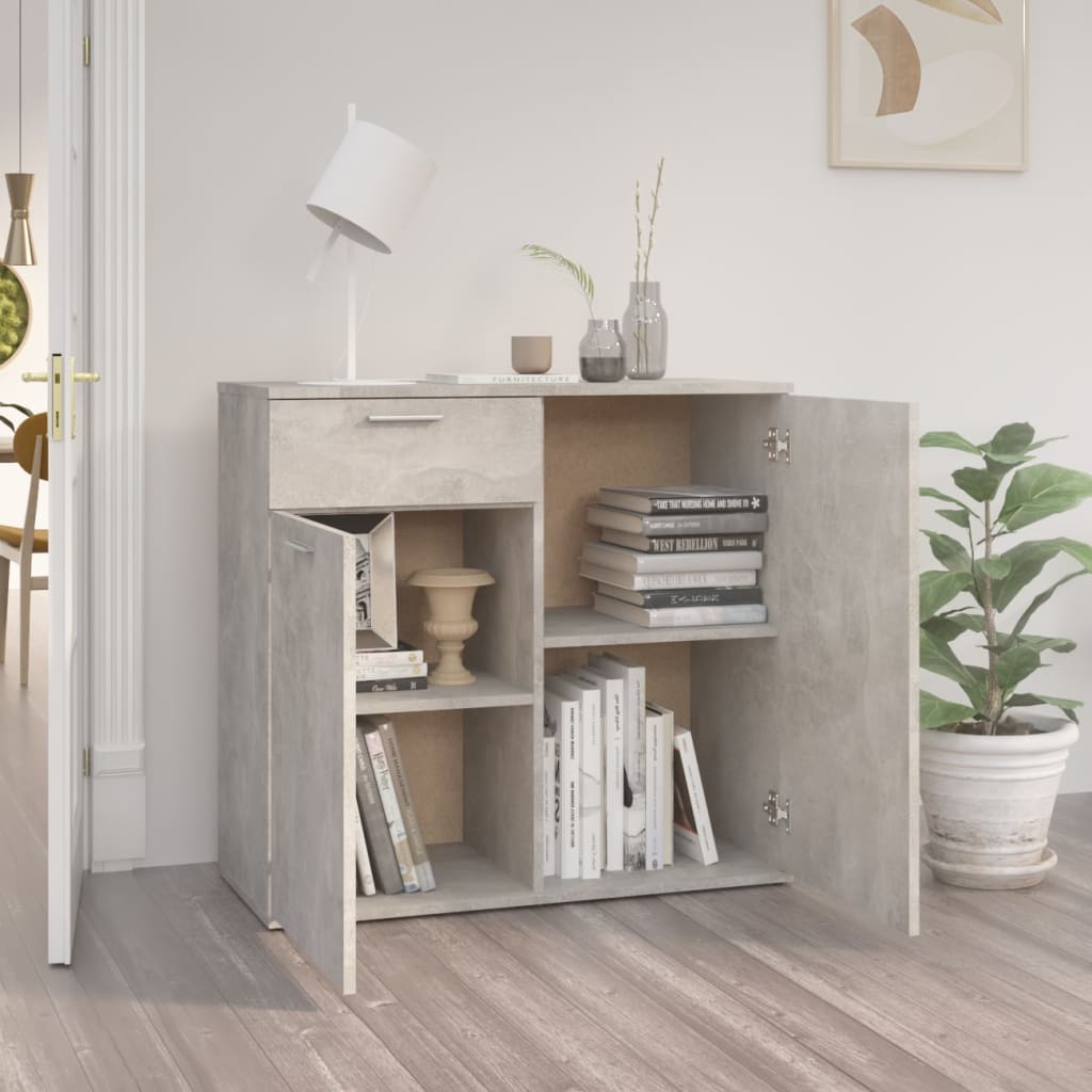 Buffet gris béton 80x36x75 cm bois d'ingénierie - XIOS