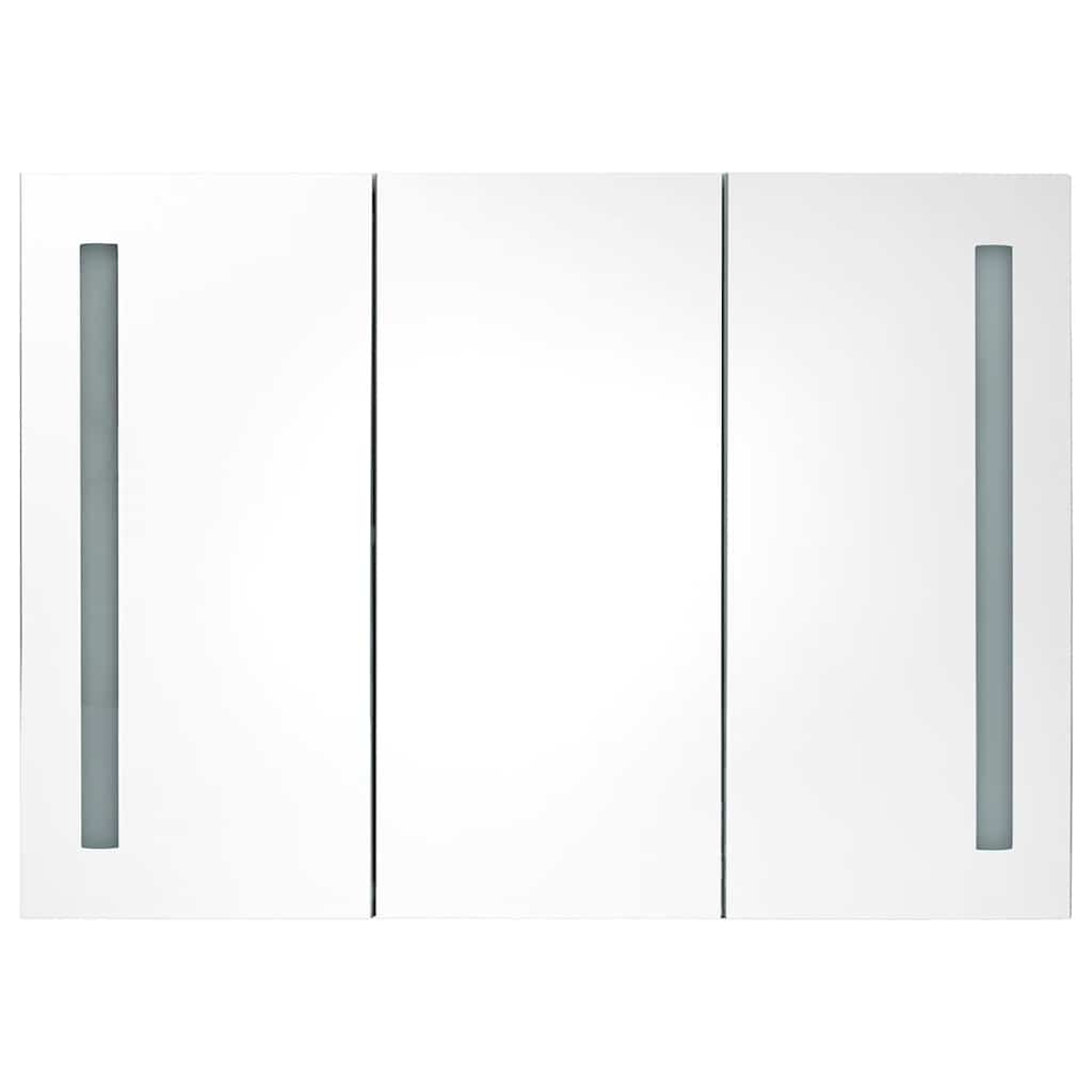 Armoire de salle de bain à miroir LED Gris béton 89x14x62 cm