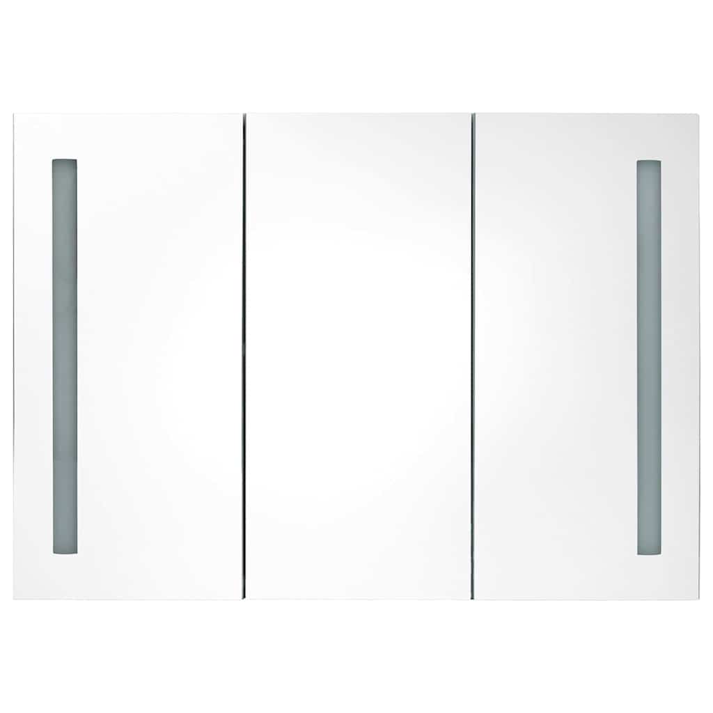 Armoire de salle de bain à miroir LED 89x14x62 cm noir brillant