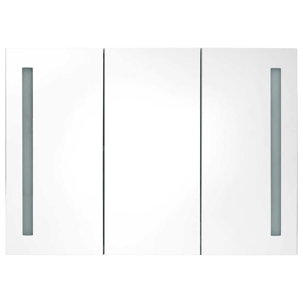 Armoire de salle de bain à miroir LED 89x14x62cm Blanc brillant - XIOS