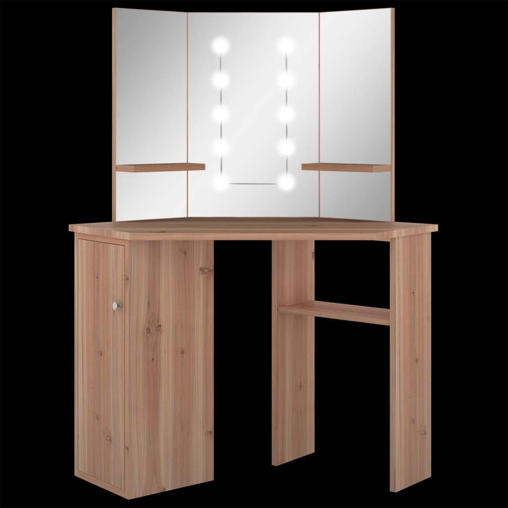 Coiffeuse d'angle avec LED Chêne 111x54x141,5 cm - XIOS