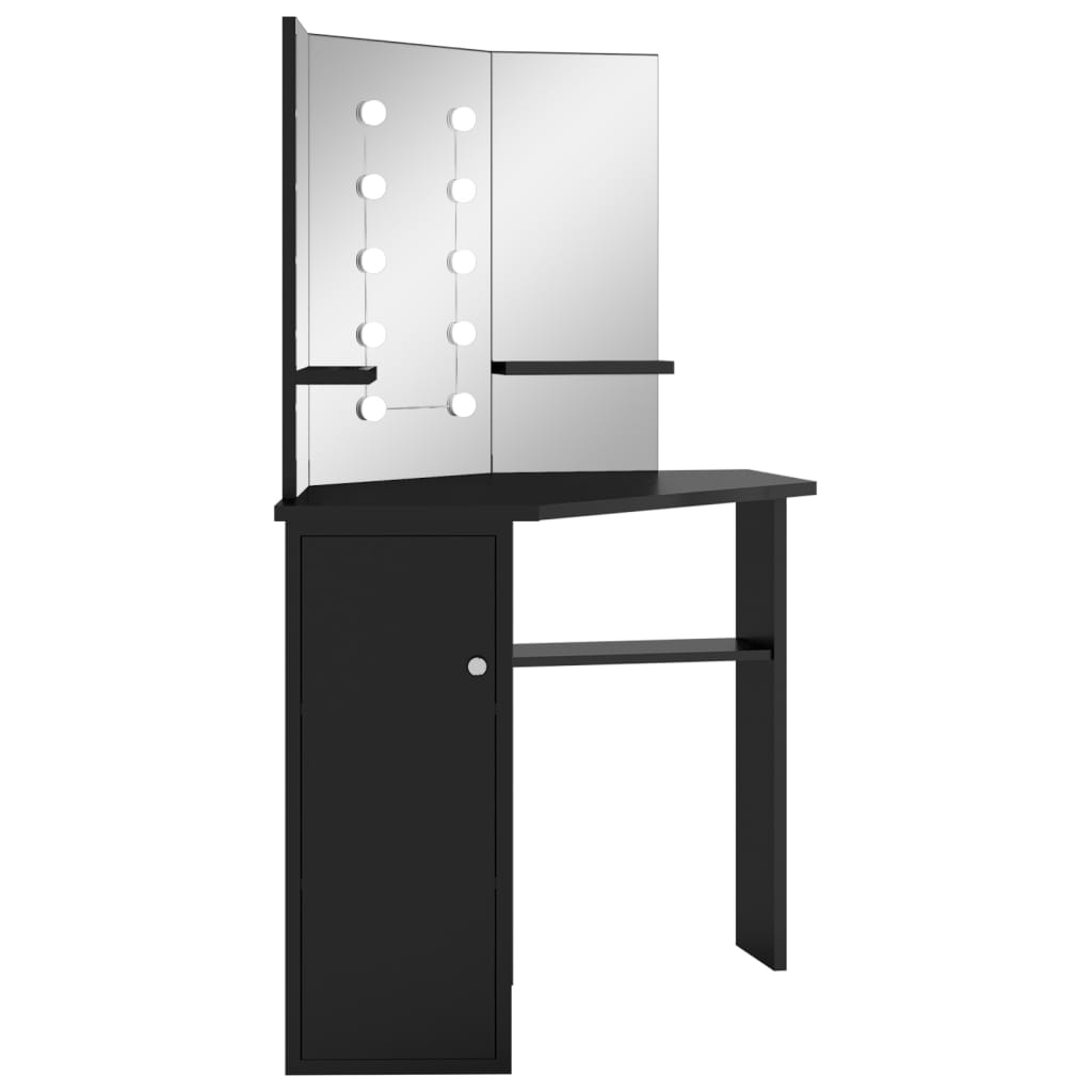 Coiffeuse d'angle avec LED Noir 111x54x141,5 cm - XIOS