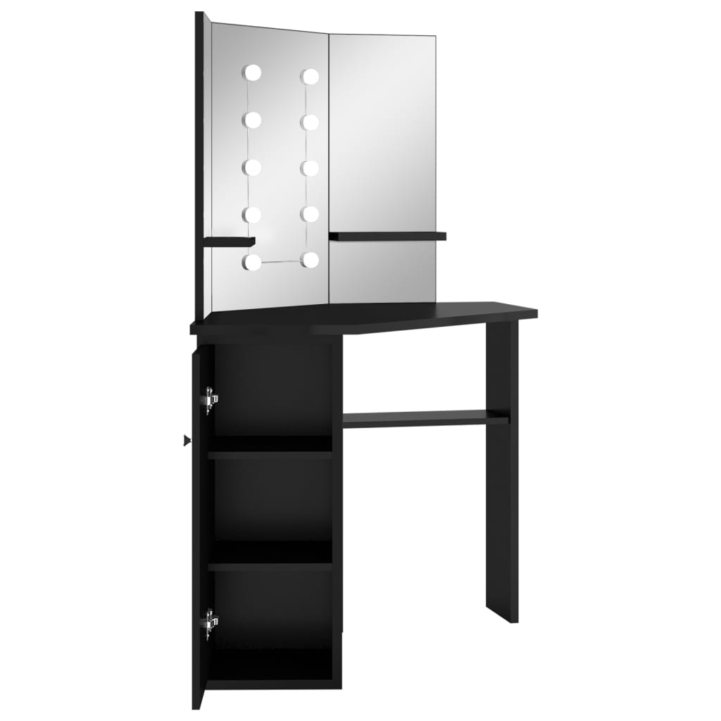 Coiffeuse d'angle avec LED Noir 111x54x141,5 cm - XIOS