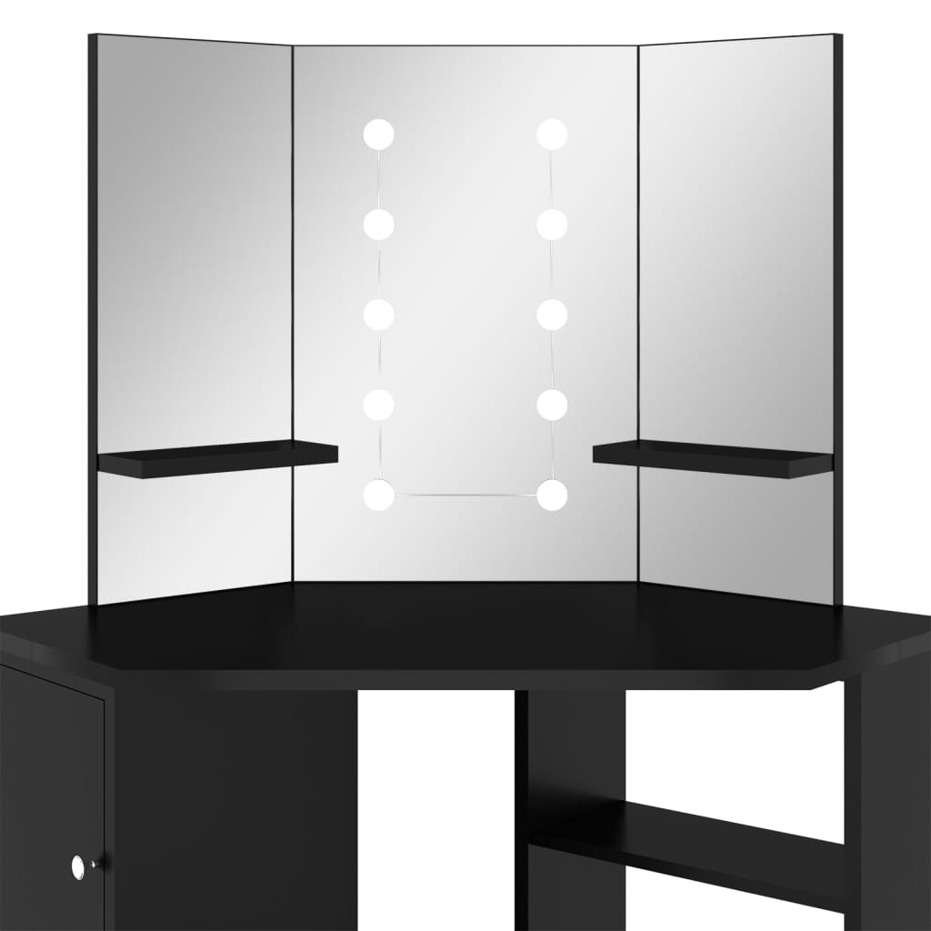 Coiffeuse d'angle avec LED Noir 111x54x141,5 cm - XIOS